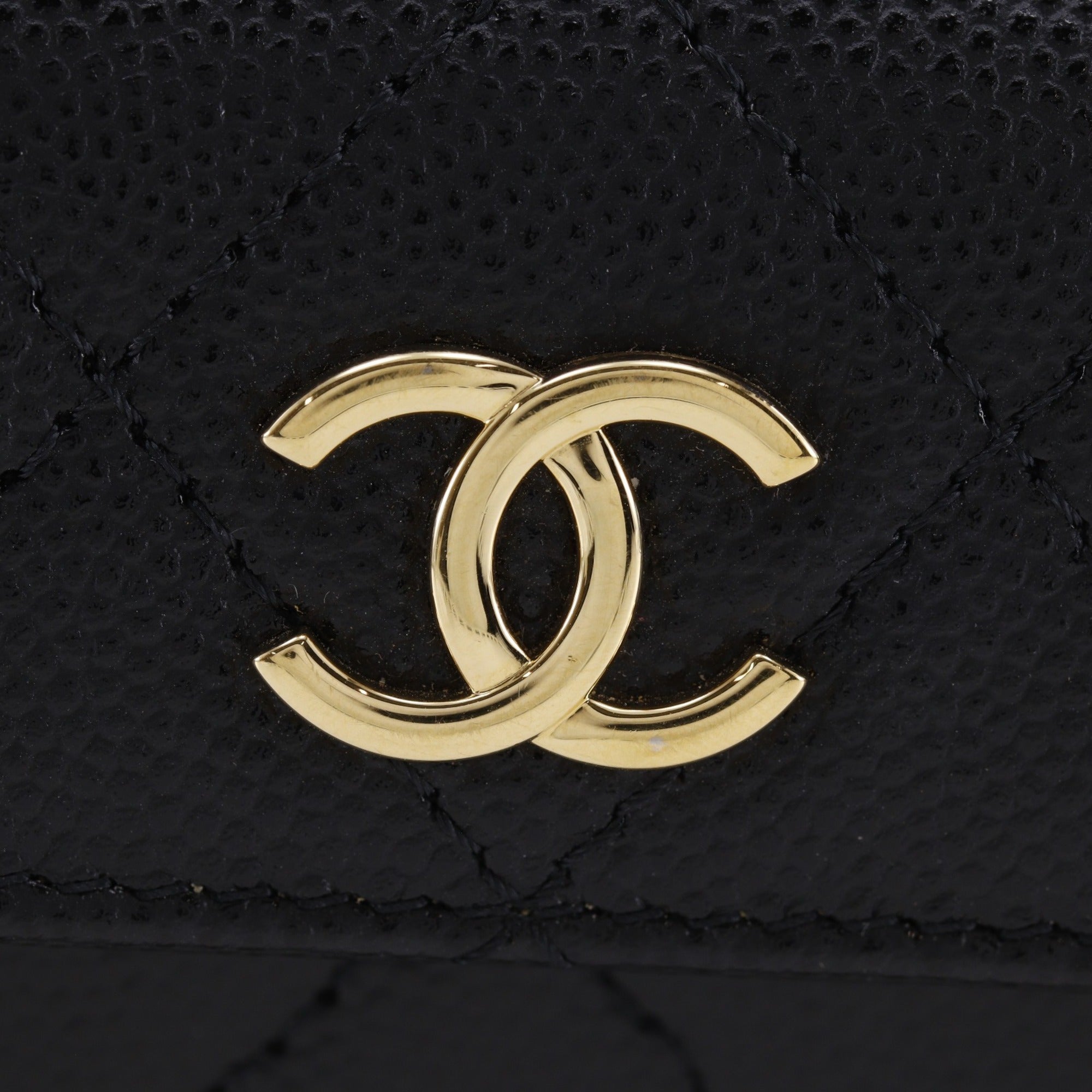 Chanel Matelasse Black Grained Calfskin Handbag (Pre-Owned)