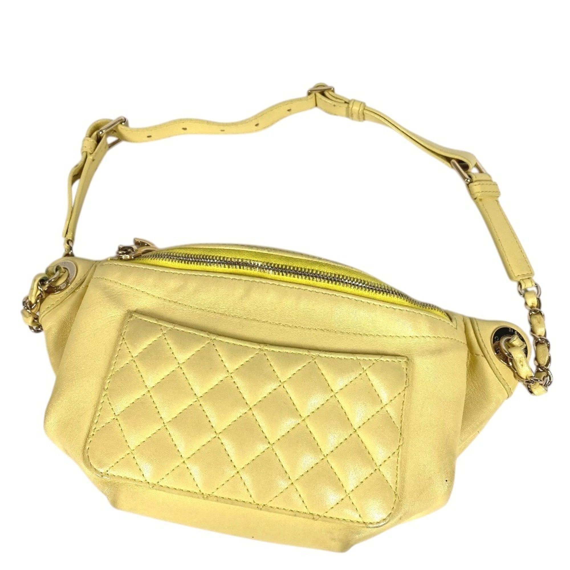 Chanel Matelasse Yellow Leather Sling Bag (Pre-Owned)