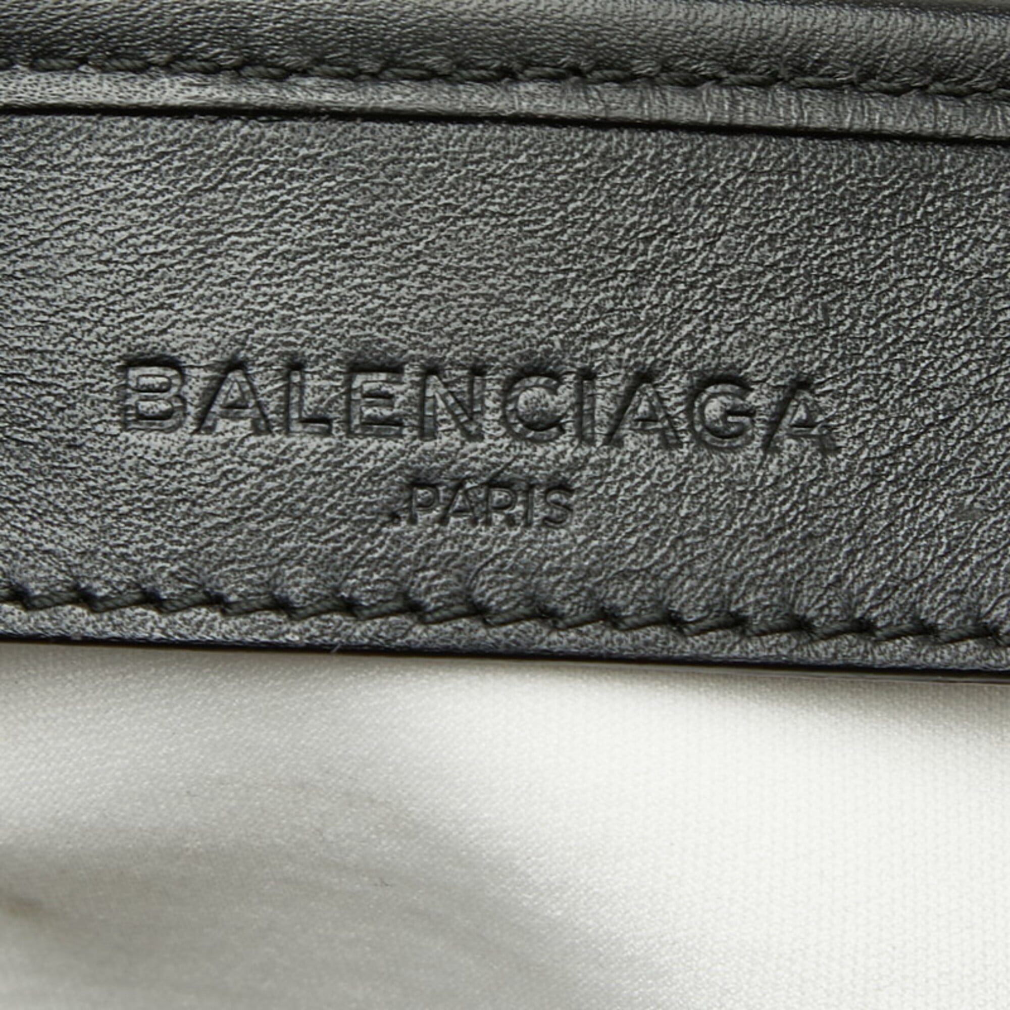 Balenciaga Black White Canvas Leather Handbag Tote Bag (Pre-Owned)