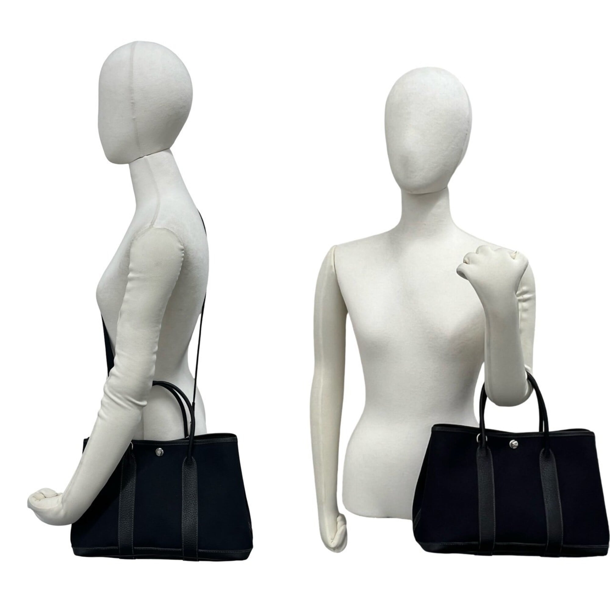 Hermes Black Negonda Leather Toile Officier Handbag Shoulder Bag (Pre-Owned)