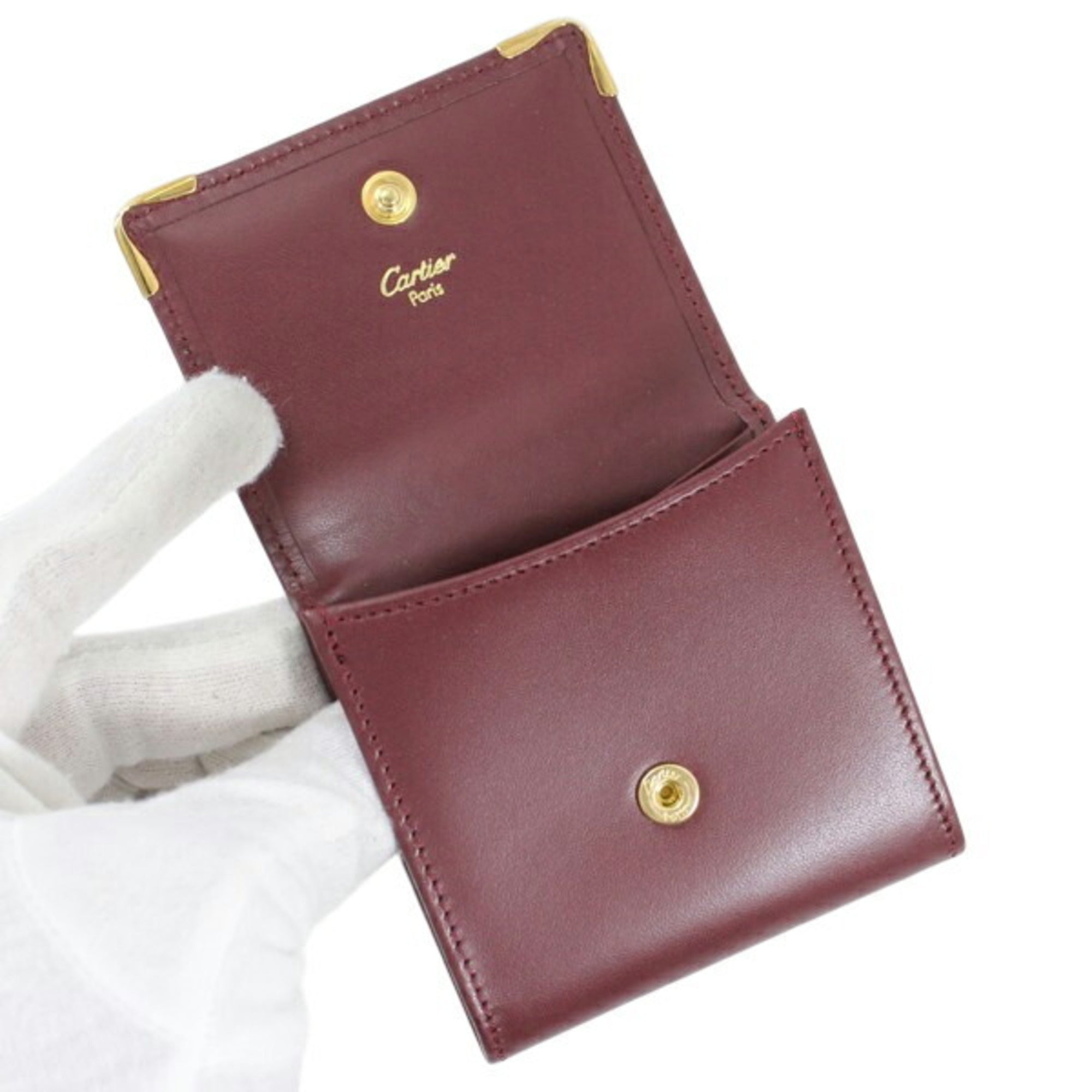 Cartier Must Bordeaux Leather Coin Purse/Coin Case (Pre-Owned)