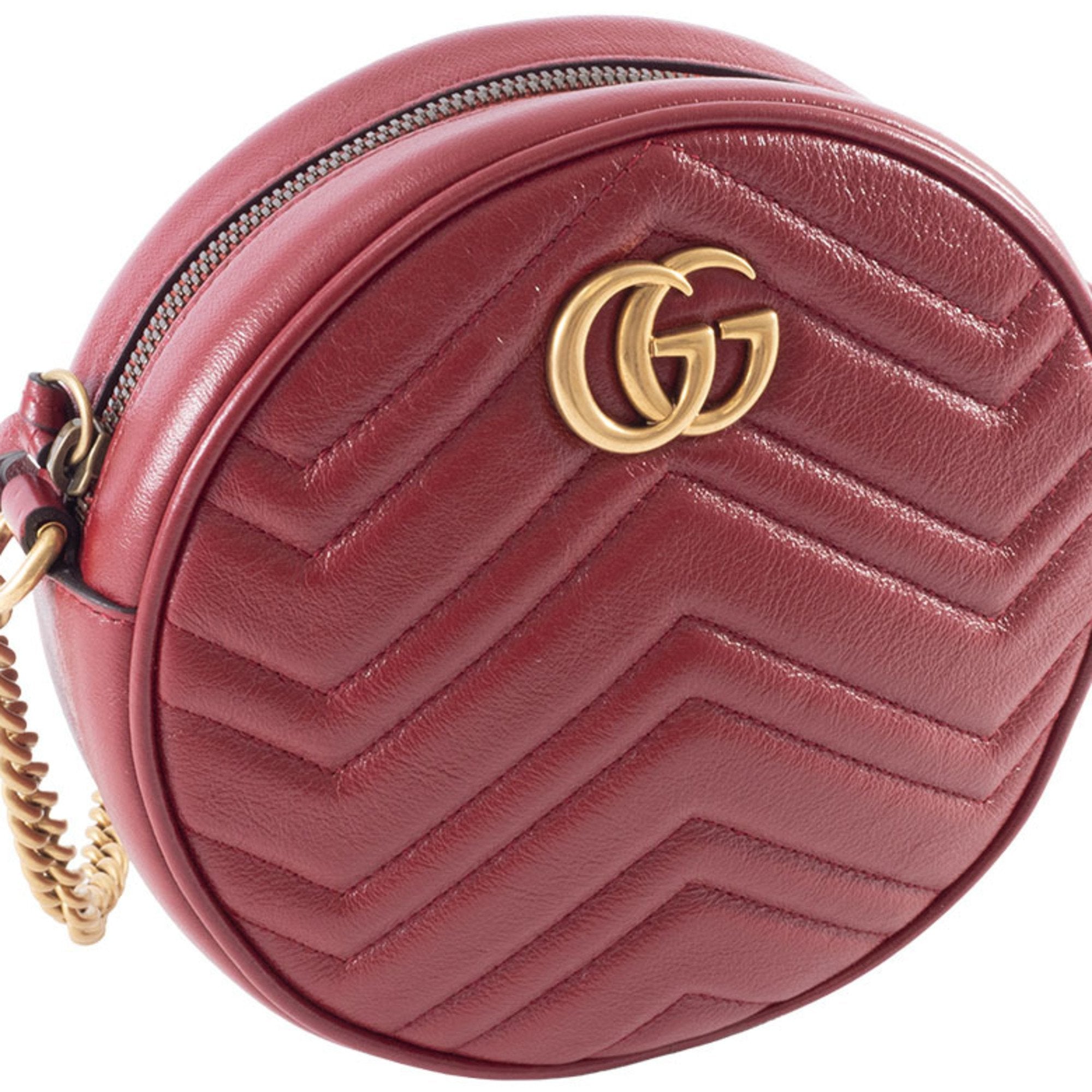 Gucci Red Color Leather Shoulder Bag (Pre-Owned)
