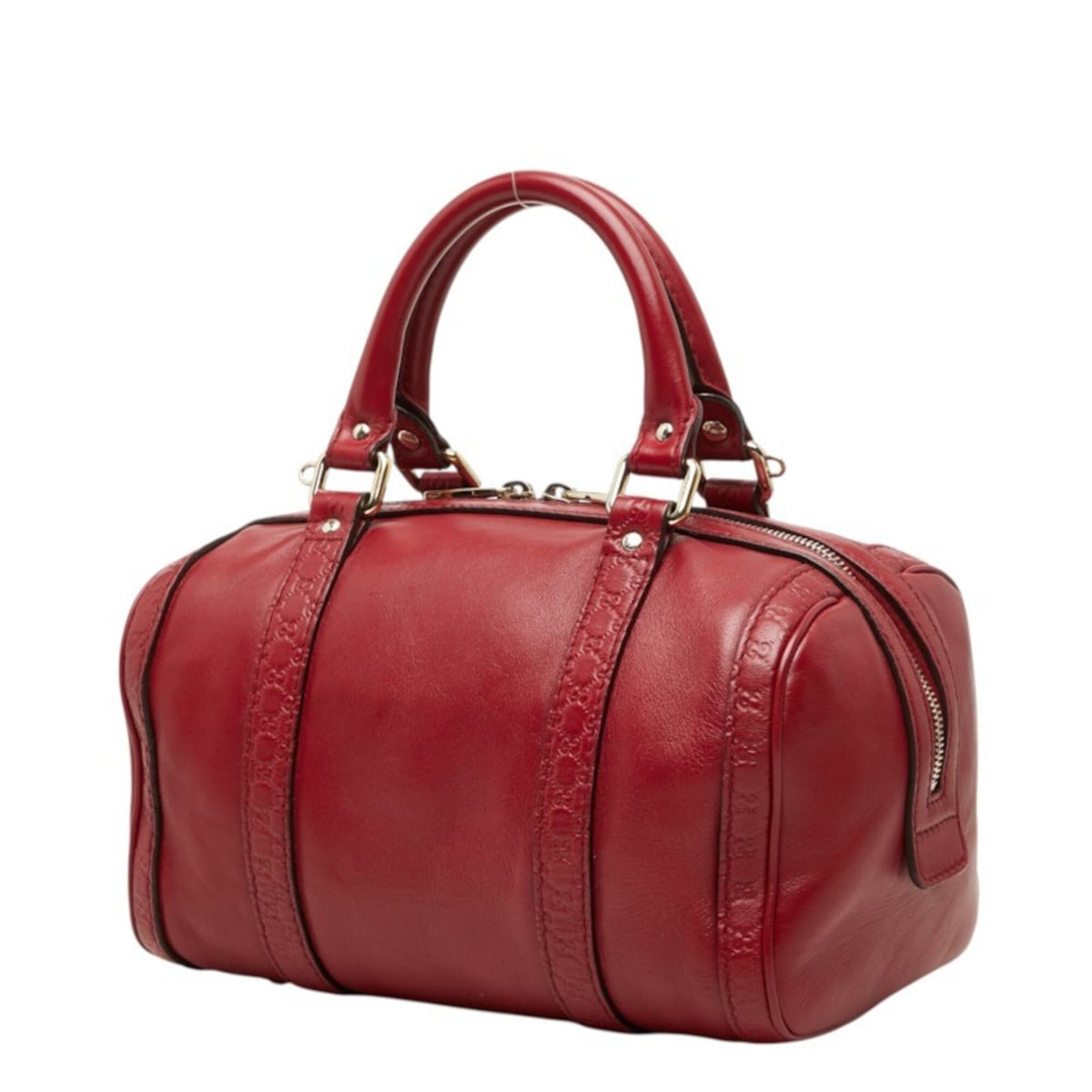 Gucci Red Color Leather Boston Bag (Pre-Owned)