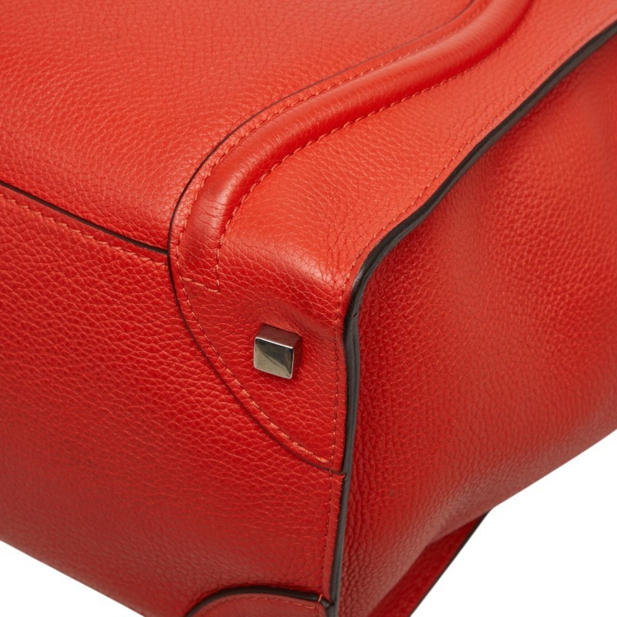 Celine Orange Red Color Leather Handbag (Pre-Owned)