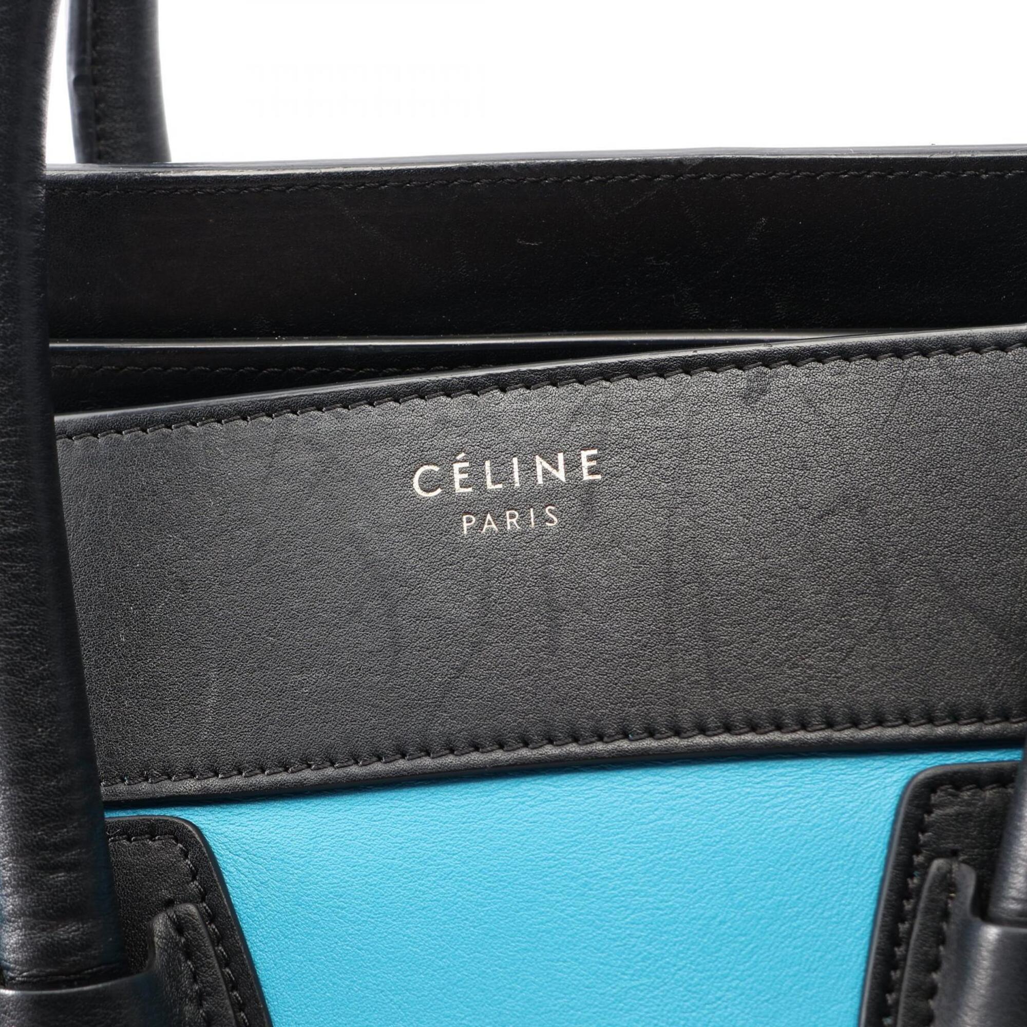 Celine Black Blue Brown Leather Handbag (Pre-Owned)