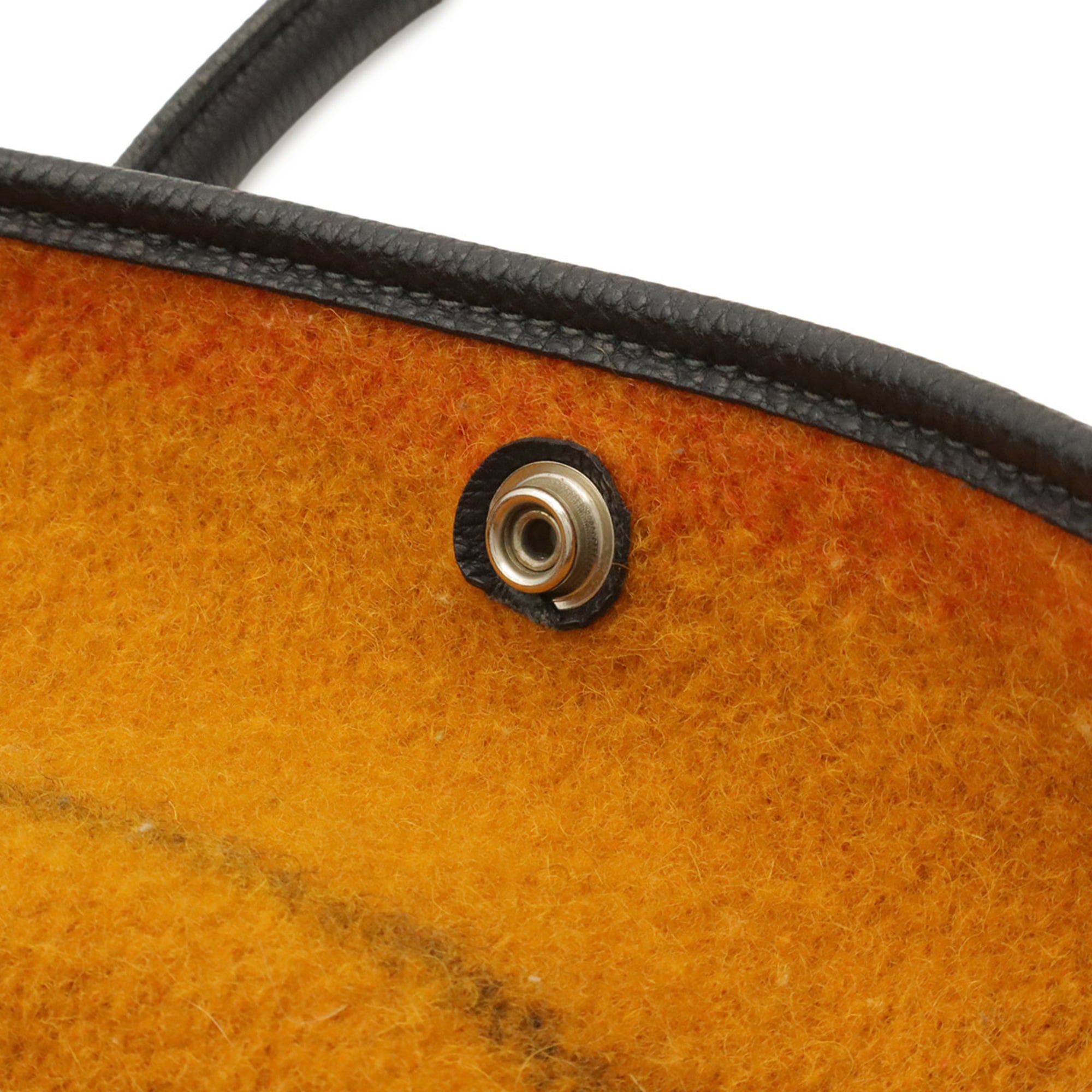 Hermes Garden Navy Orange Yellow Wool Leather Handbag Tote Bag (Pre-Owned)