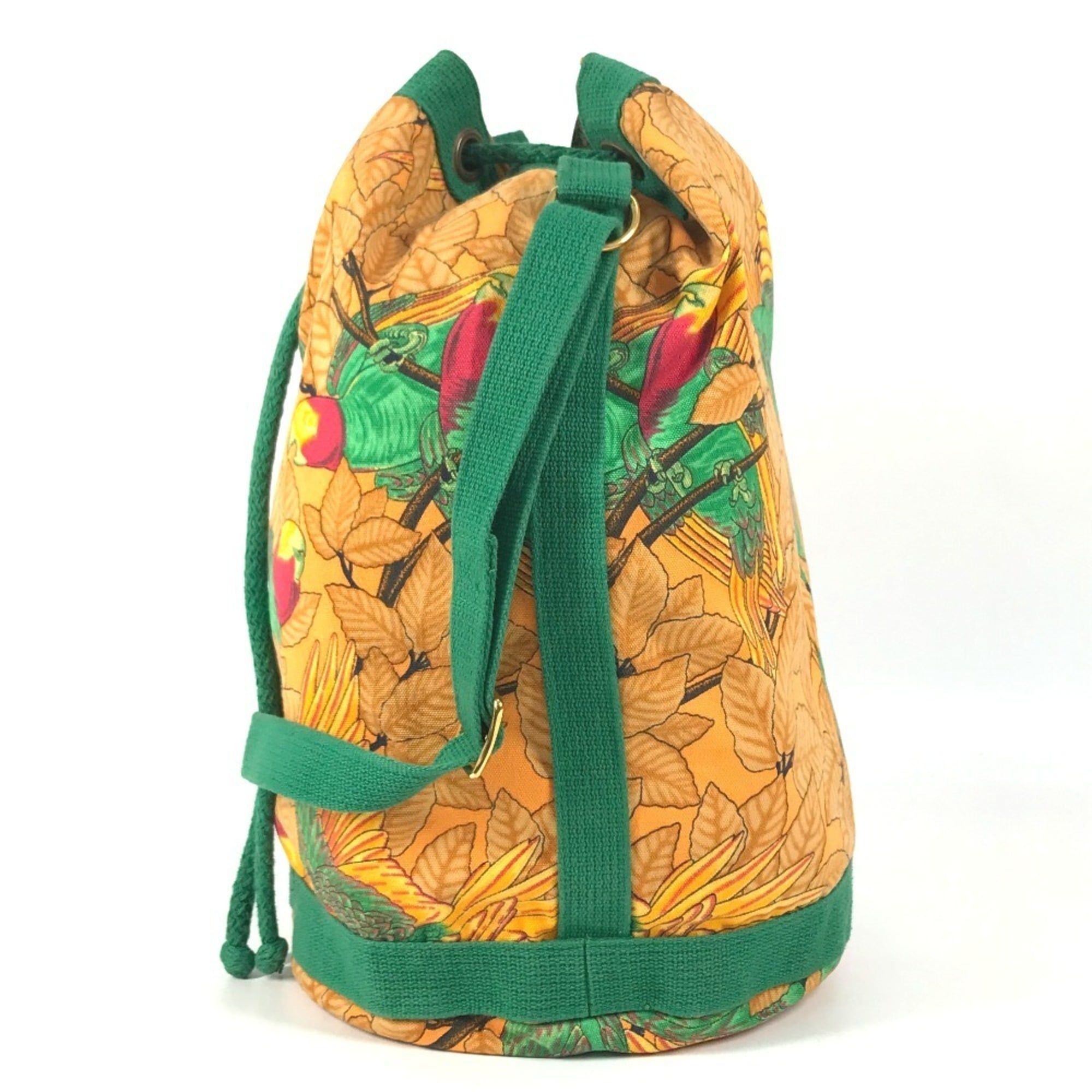 Hermes Green Yellow Cotton Shoulder Bag (Pre-Owned)