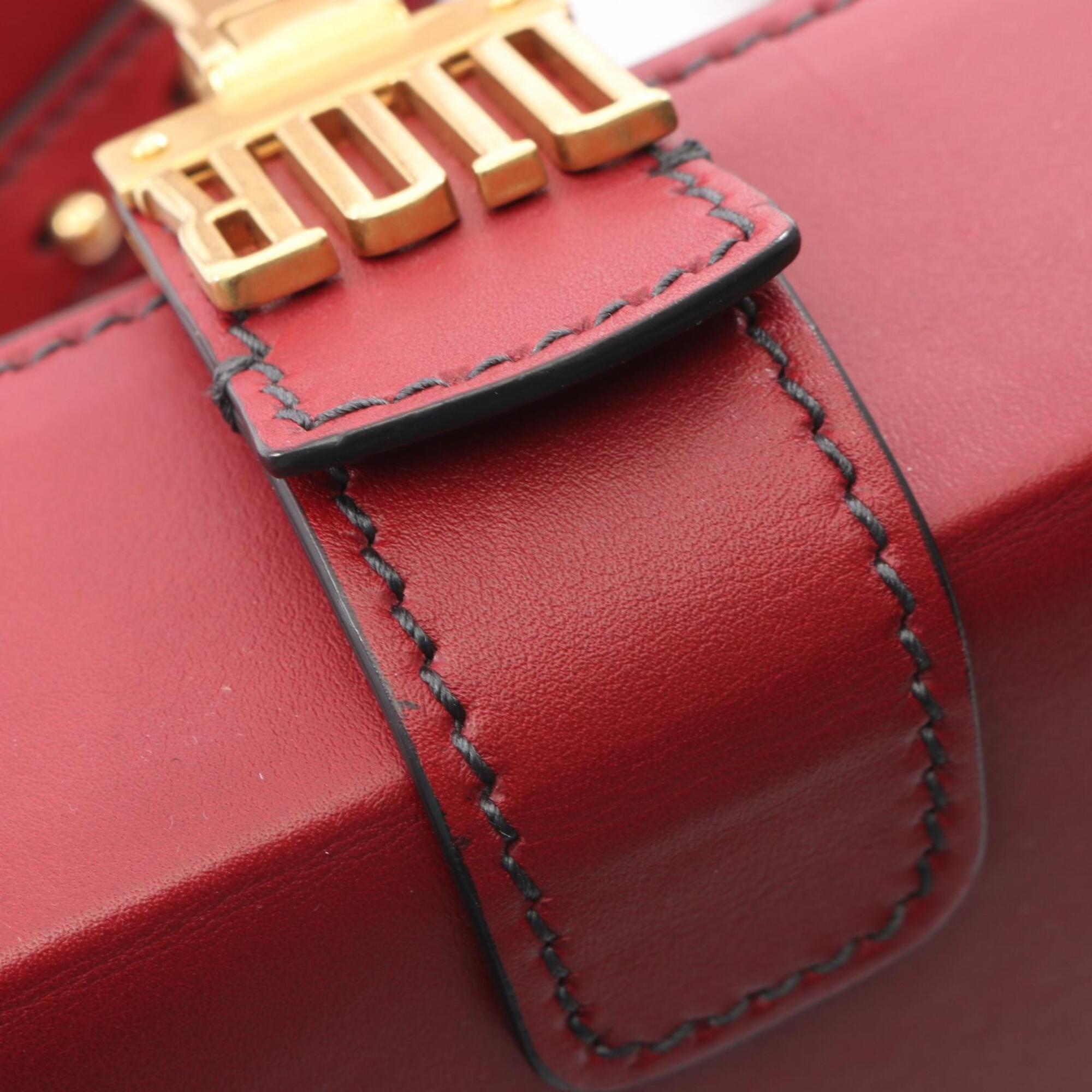 Christian Dior Red Color Leather Handbag Shoulder Bag (Pre-Owned)