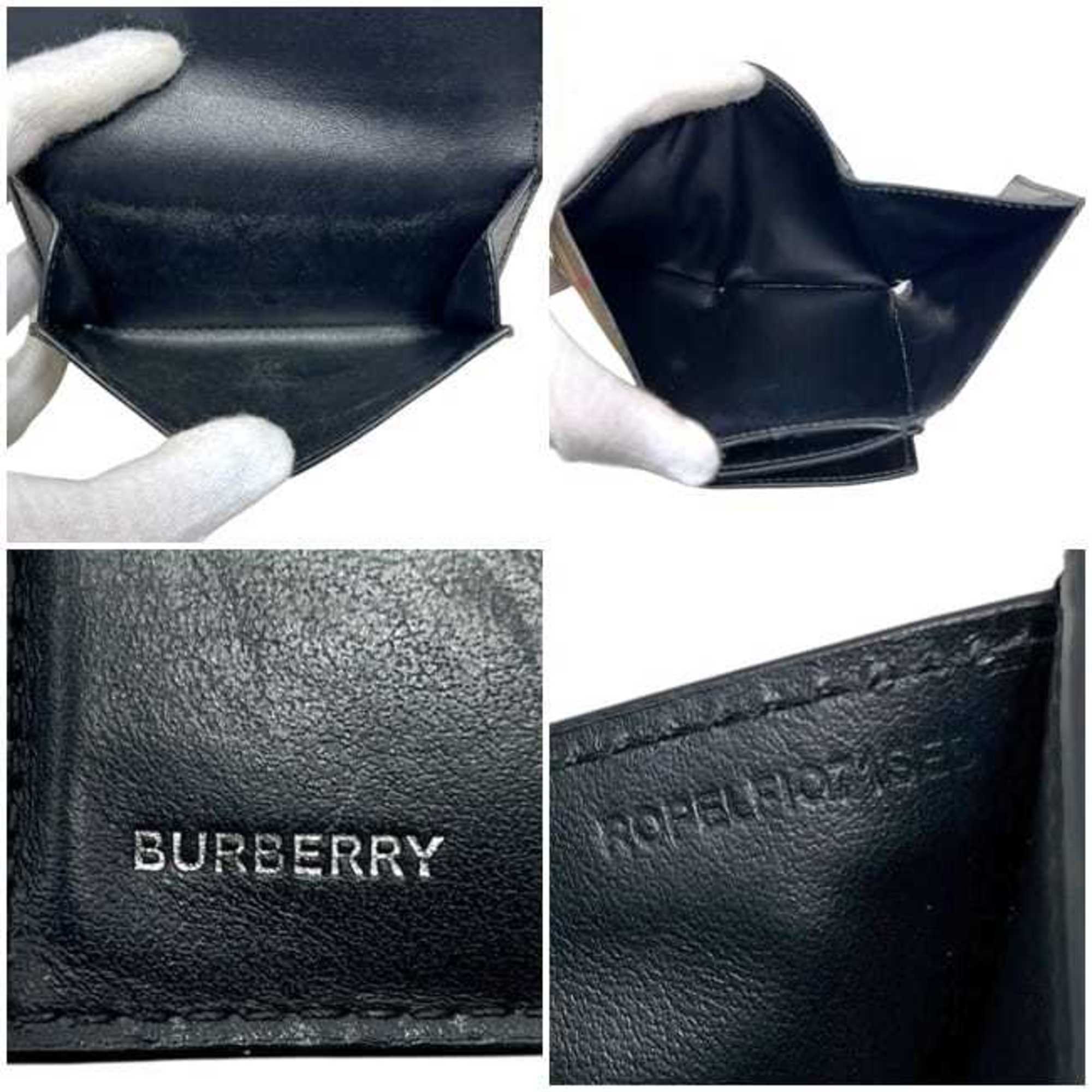 Burberry Beige Black Pvc Leather Wallet (Tri-Fold) (Pre-Owned)
