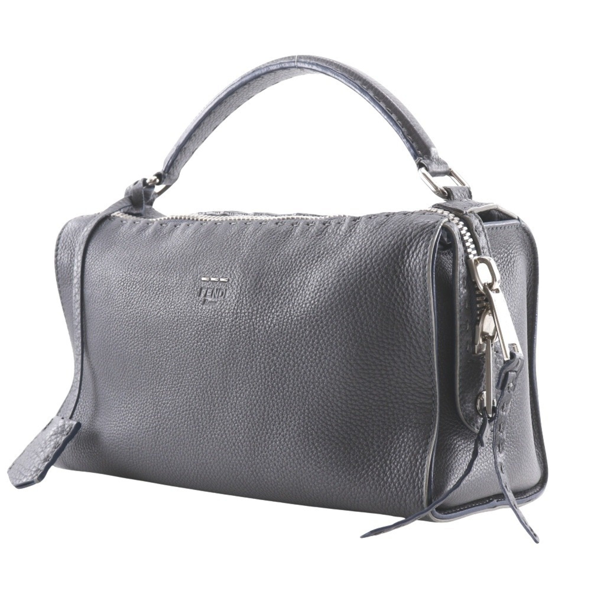 Fendi Gray Leather Handbag (Pre-Owned)
