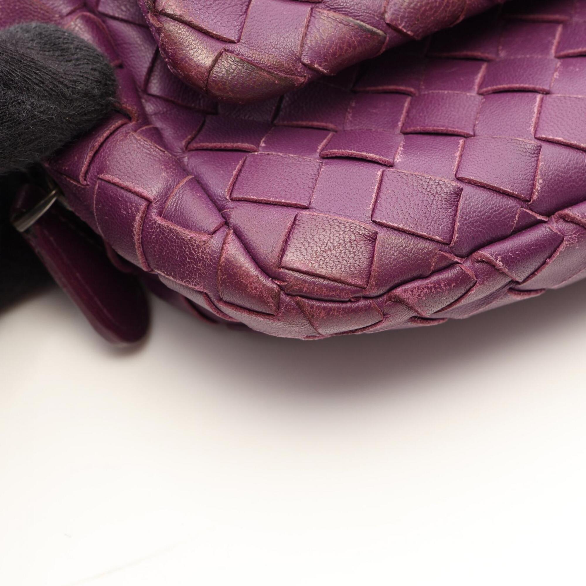 Bottega Veneta Intrecciato Purple Leather Handbag Shoulder Bag (Pre-Owned)