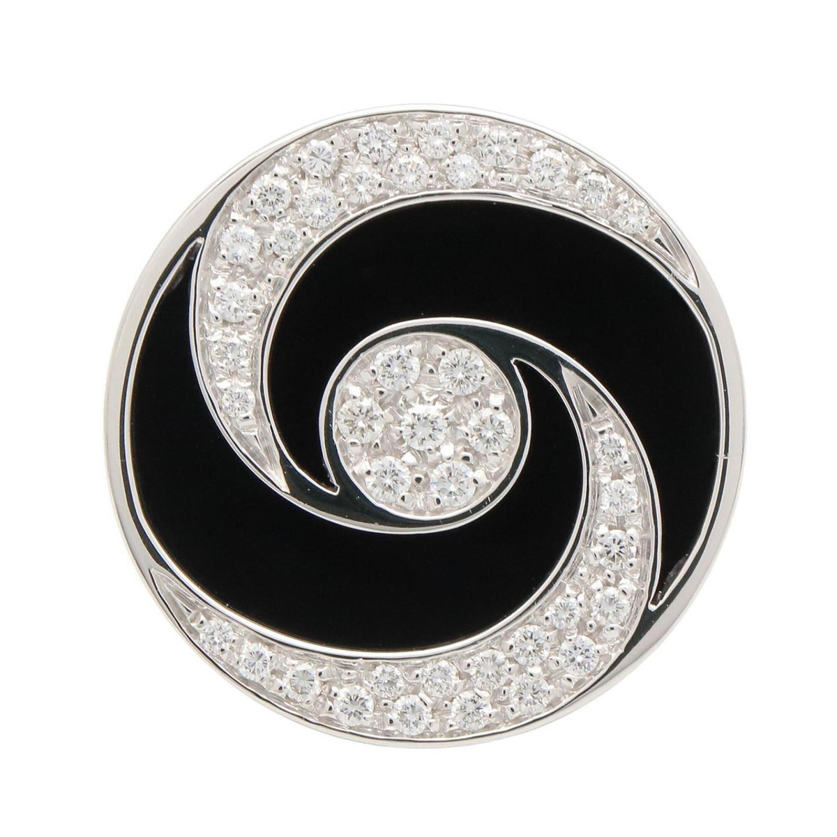 Bvlgari Silver Black Clear White Gold (18K) Stainless Steel Band Ring (Pre-Owned)