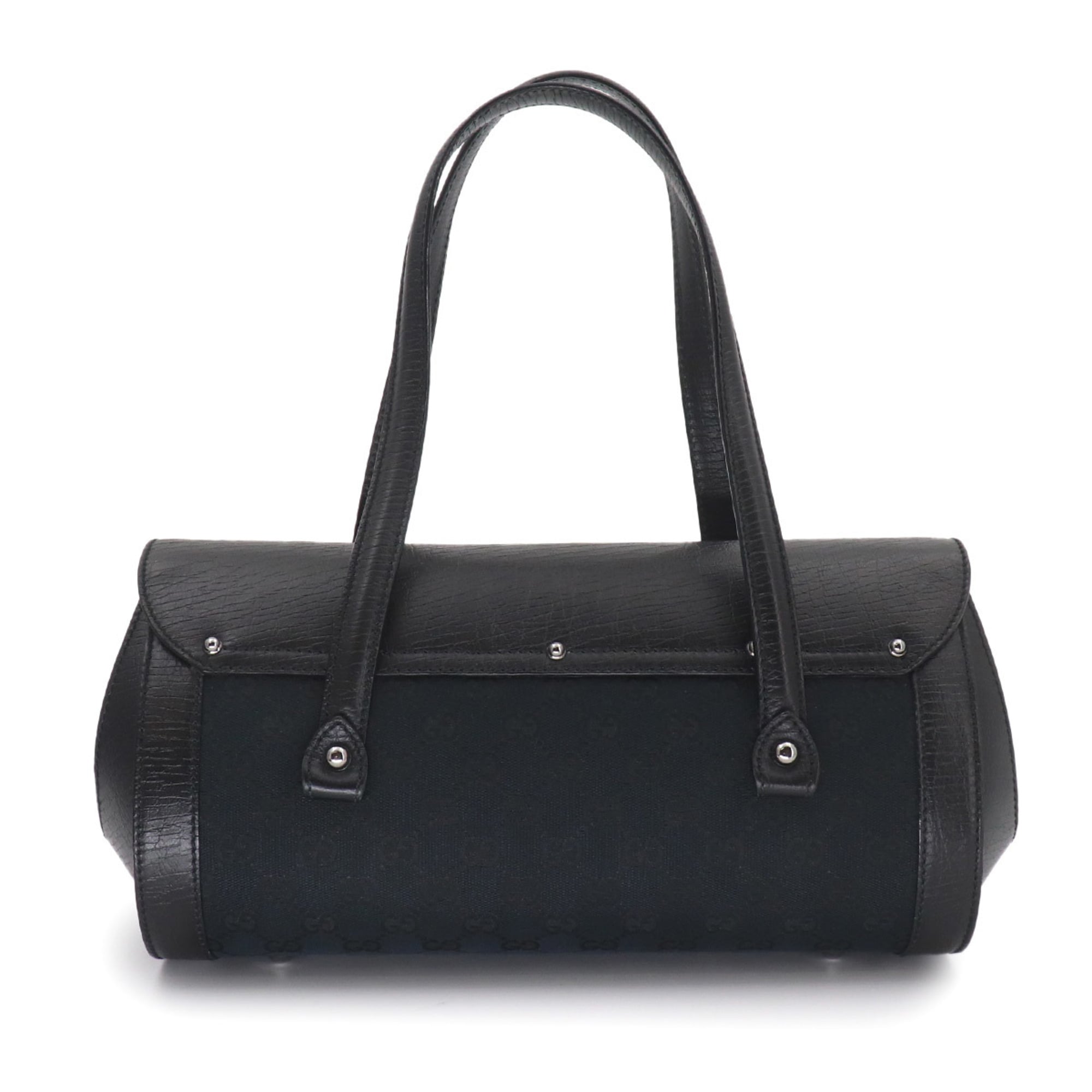 Gucci Black Gg Canvas Leather Handbag (Pre-Owned)