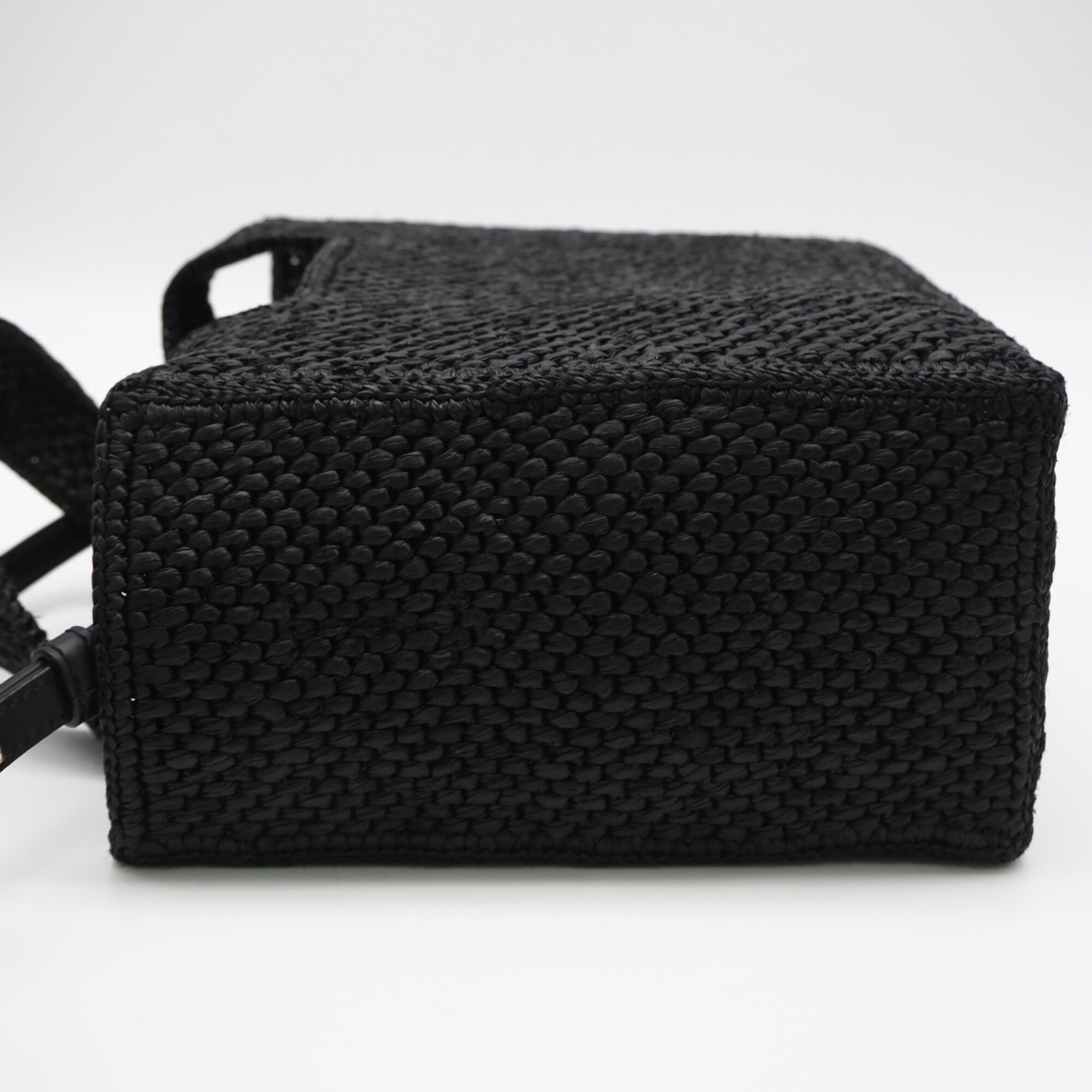 Loewe Black White Raffia Leather Handbag (Pre-Owned)