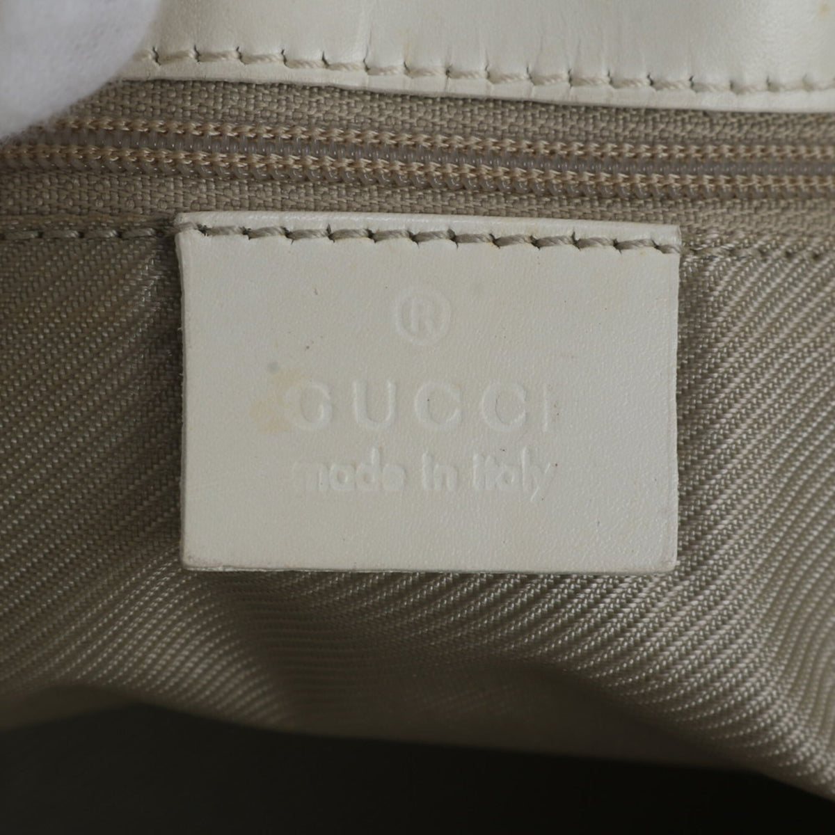 Gucci Light Blue Leather Canvas Handbag Shoulder Bag Tote Bag (Pre-Owned)