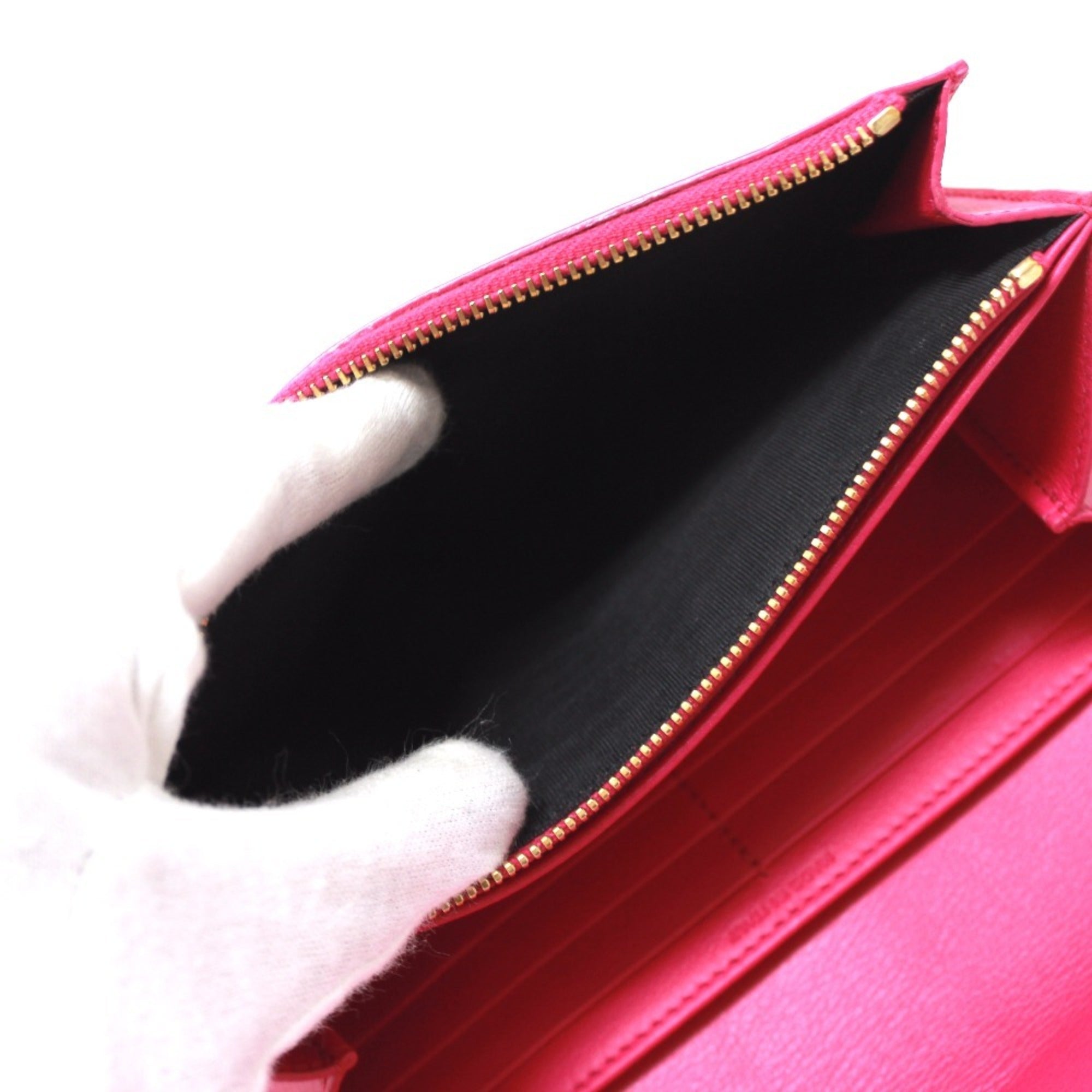 Yves Saint Laurent Pink Leather Long Wallet (Bi-Fold) (Pre-Owned)