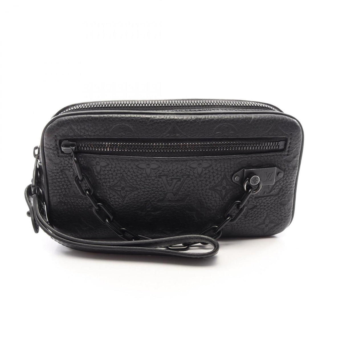 Louis Vuitton Black Noir Monogram Leather Clutch Bag Handbag (Pre-Owned)