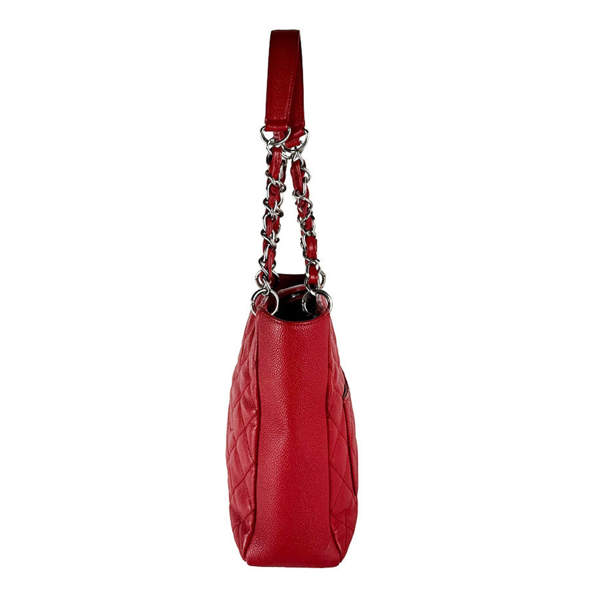 Chanel Red Color Grained Calfskin Handbag (Pre-Owned)