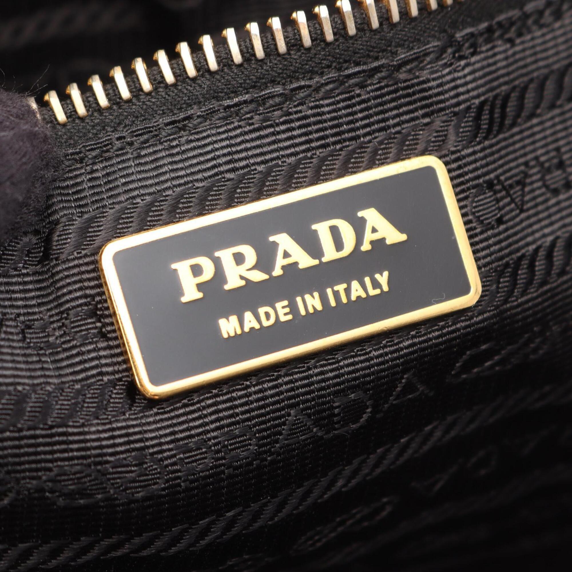 Prada Black Leather Handbag Tote Bag (Pre-Owned)