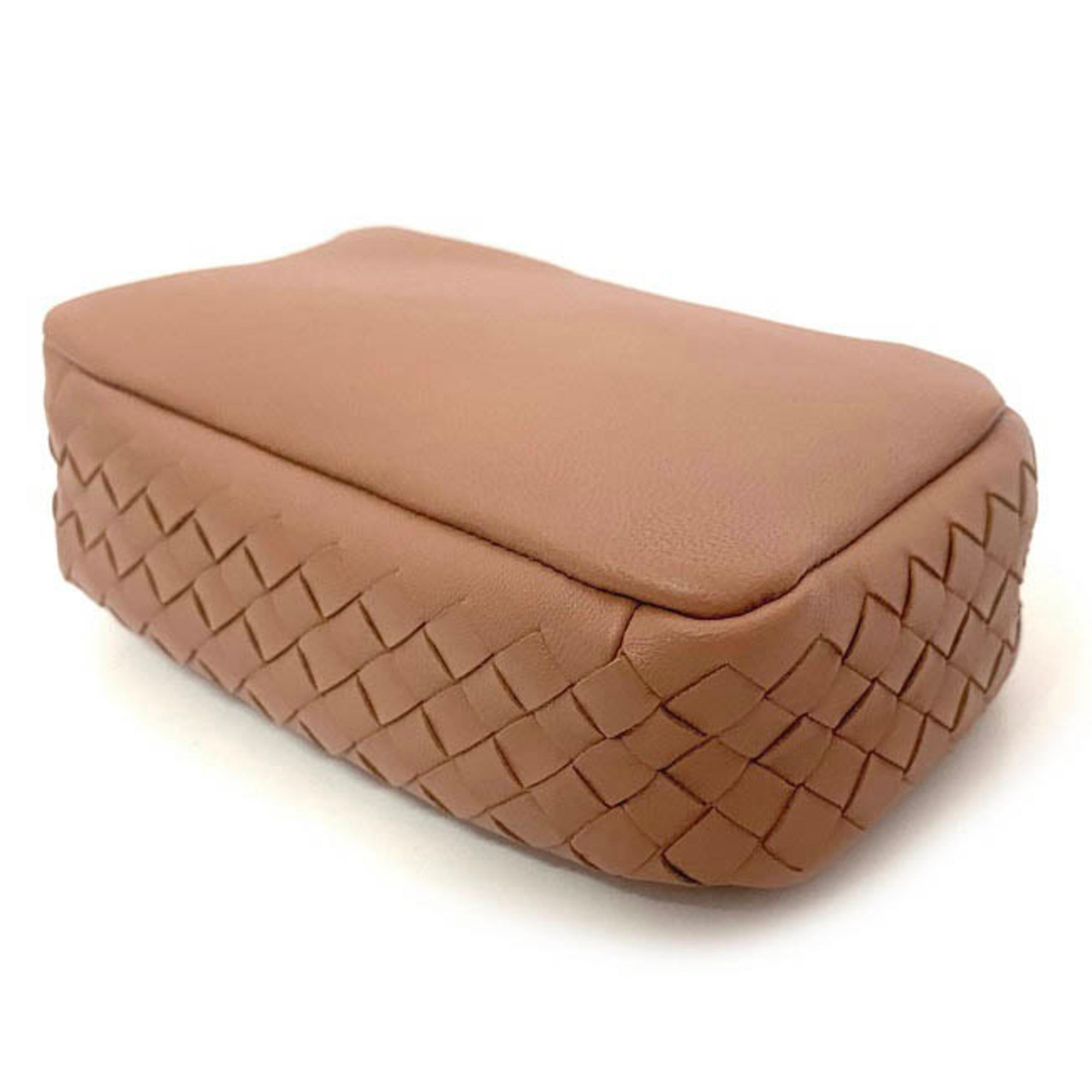 Bottega Veneta Intrecciato Pink Beige Leather Pouch (Pre-Owned)