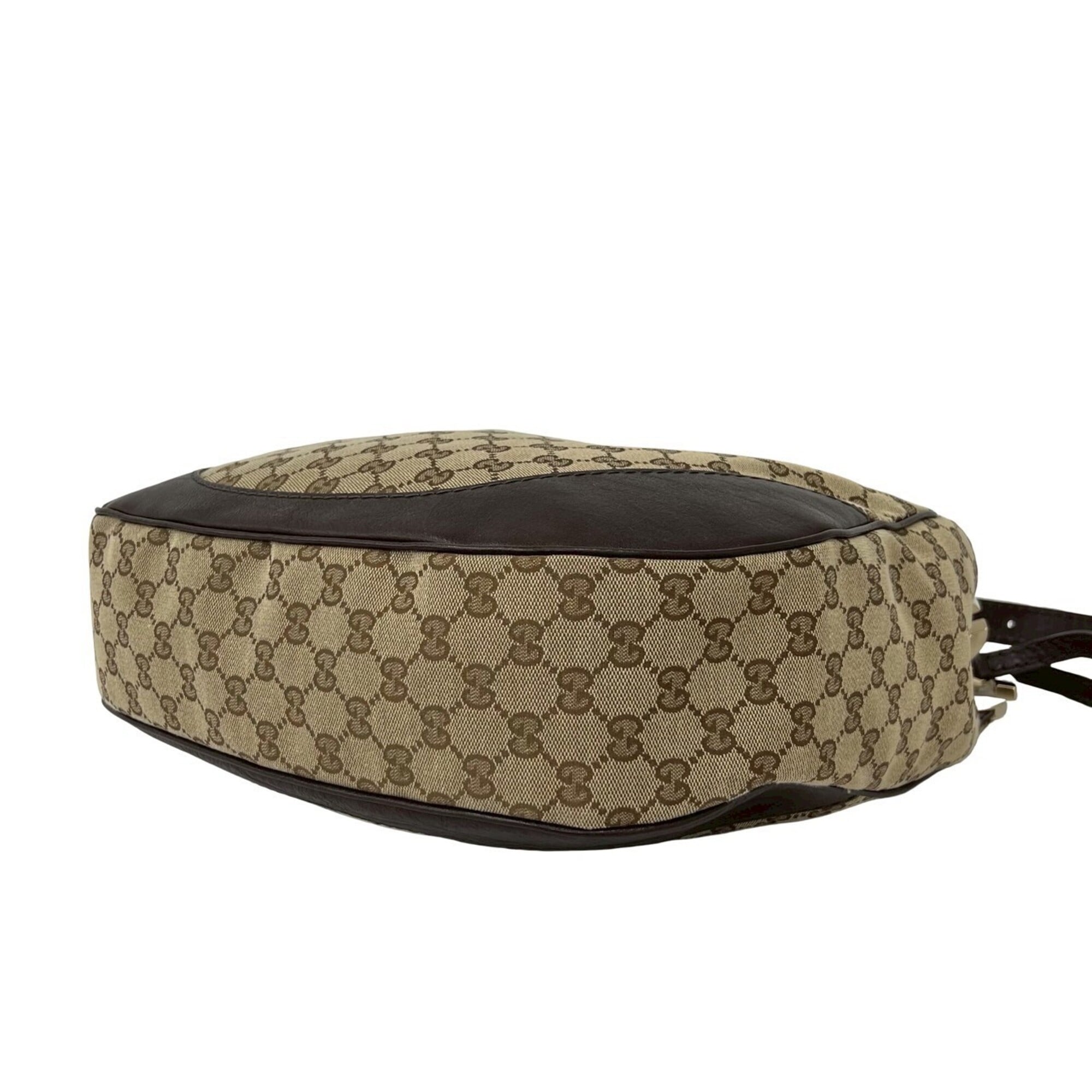 Gucci Beige Brown Canvas Leather Shoulder Bag Sling Bag (Pre-Owned)