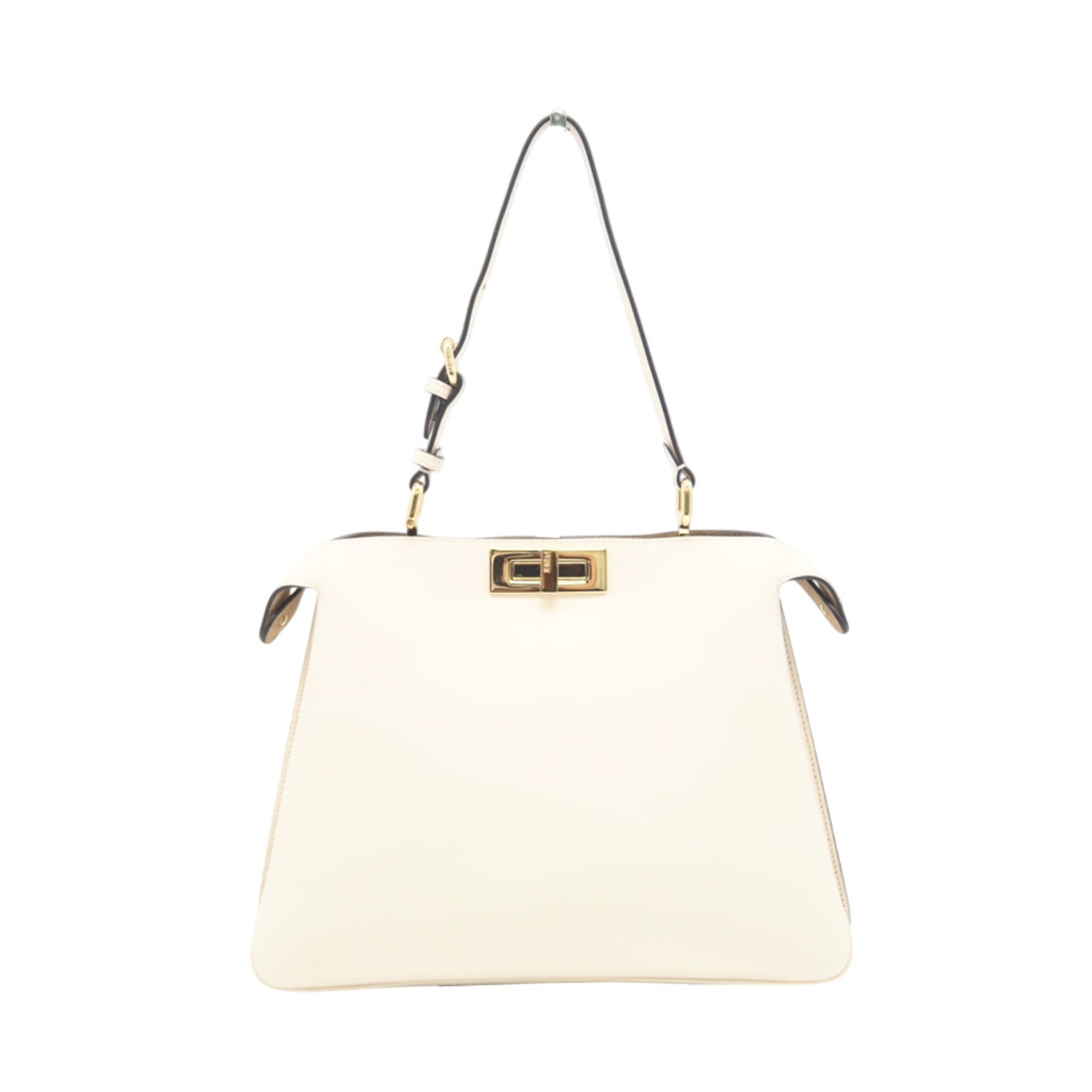 Fendi Beige White Leather Handbag (Pre-Owned)