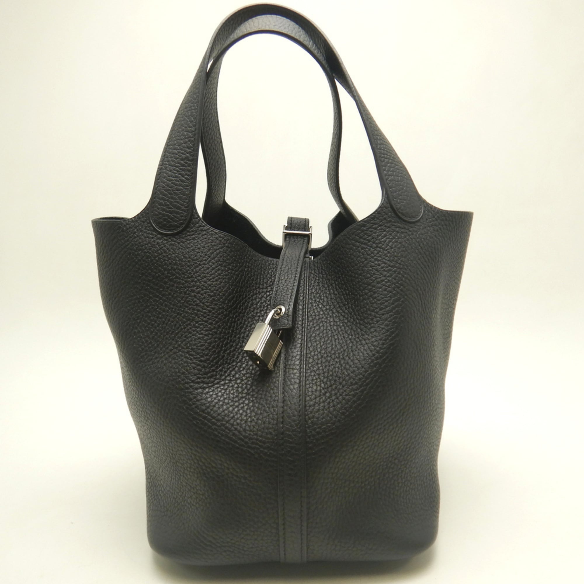 Hermes Picotin Noir Taurillon Clemence Leather Handbag (Pre-Owned)