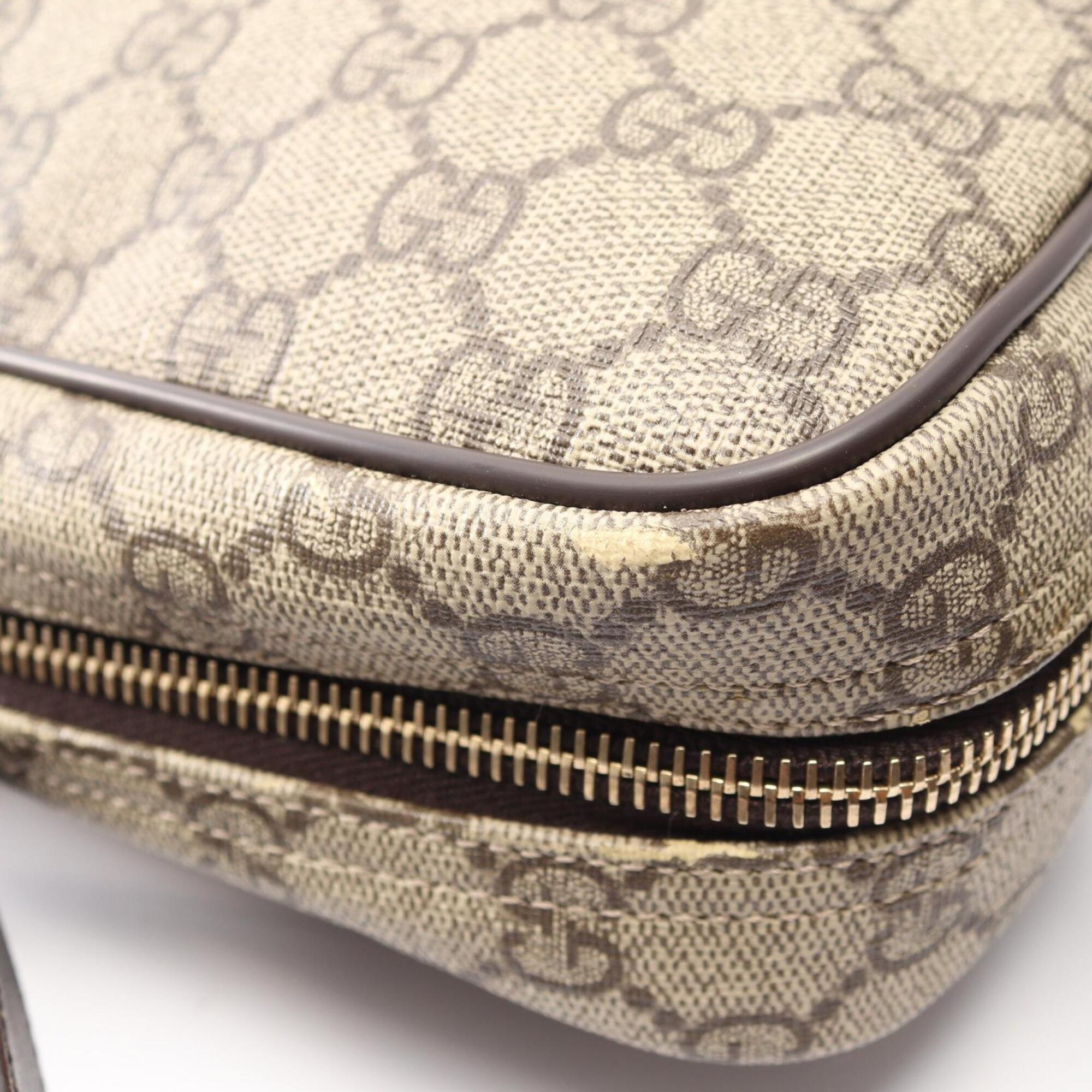 Gucci Beige Brown Coated Canvas Leather Handbag Shoulder Bag (Pre-Owned)