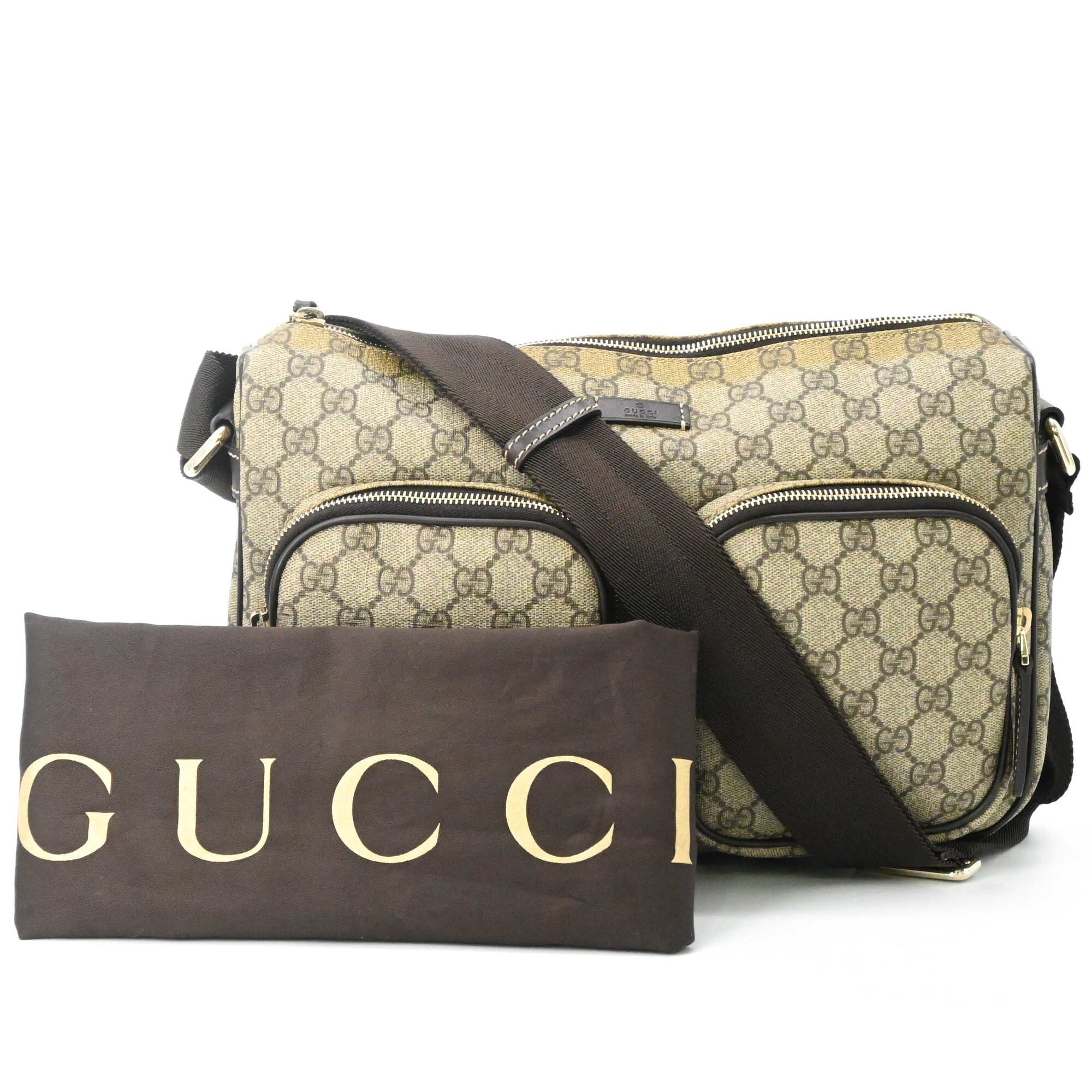 Gucci Beige Brown Pvc Leather Shoulder Bag (Pre-Owned)