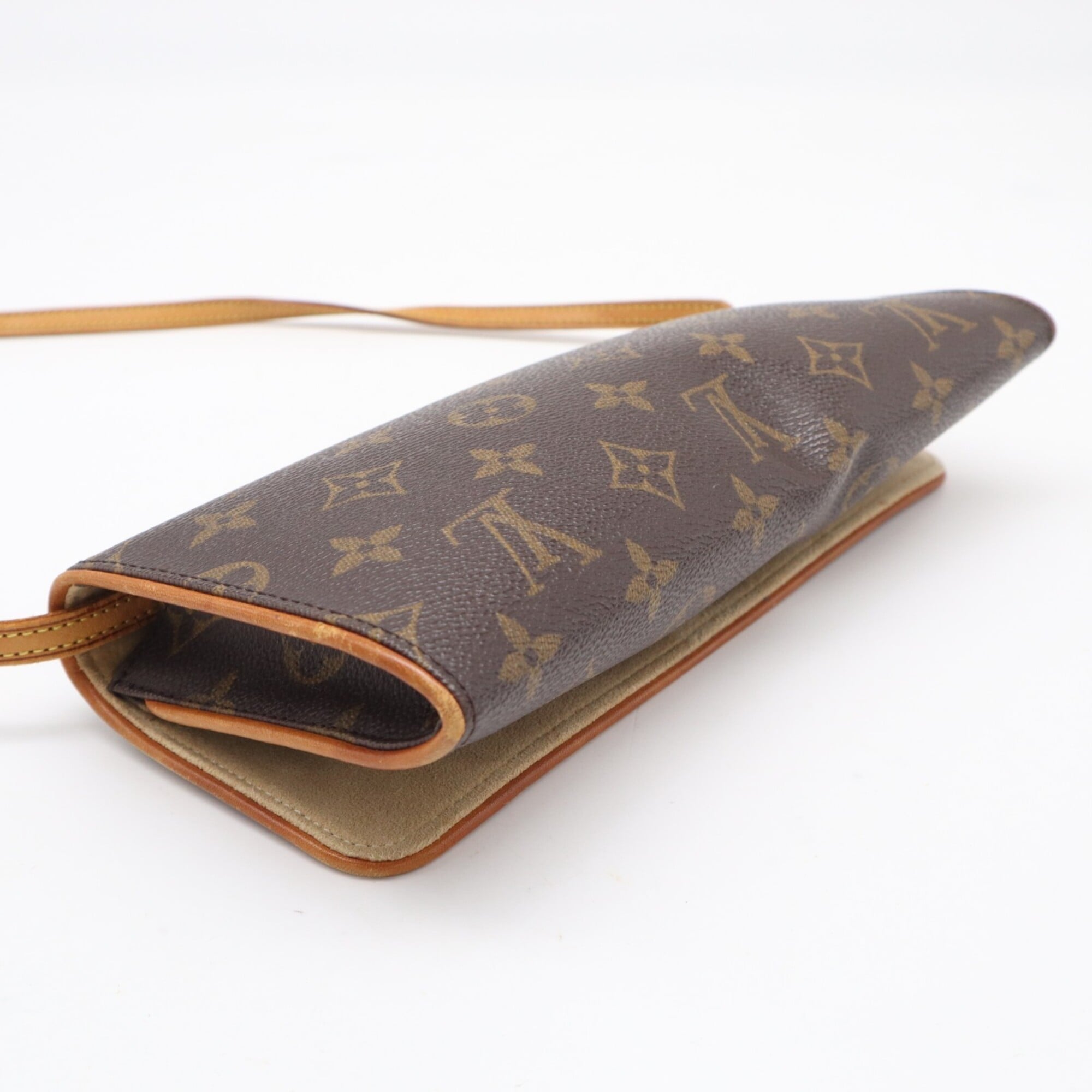 Louis Vuitton Beige Brown Monogram Coated Canvas Leather Pochette Shoulder Bag (Pre-Owned)