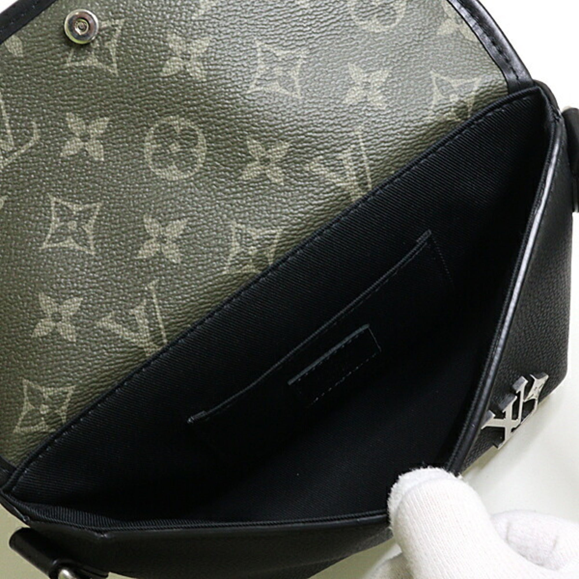 Louis Vuitton Black Khaki Monogram Leather Shoulder Bag (Pre-Owned)