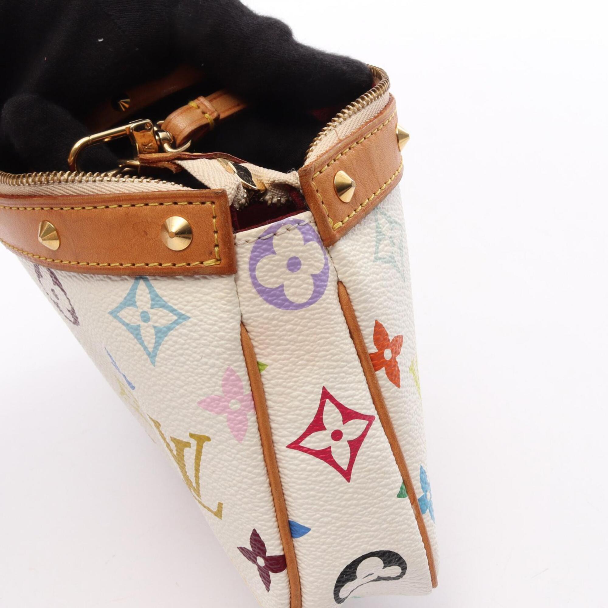 Louis Vuitton Blanc White Coated Canvas Monogram Multicolore Leather Handbag (Pre-Owned)