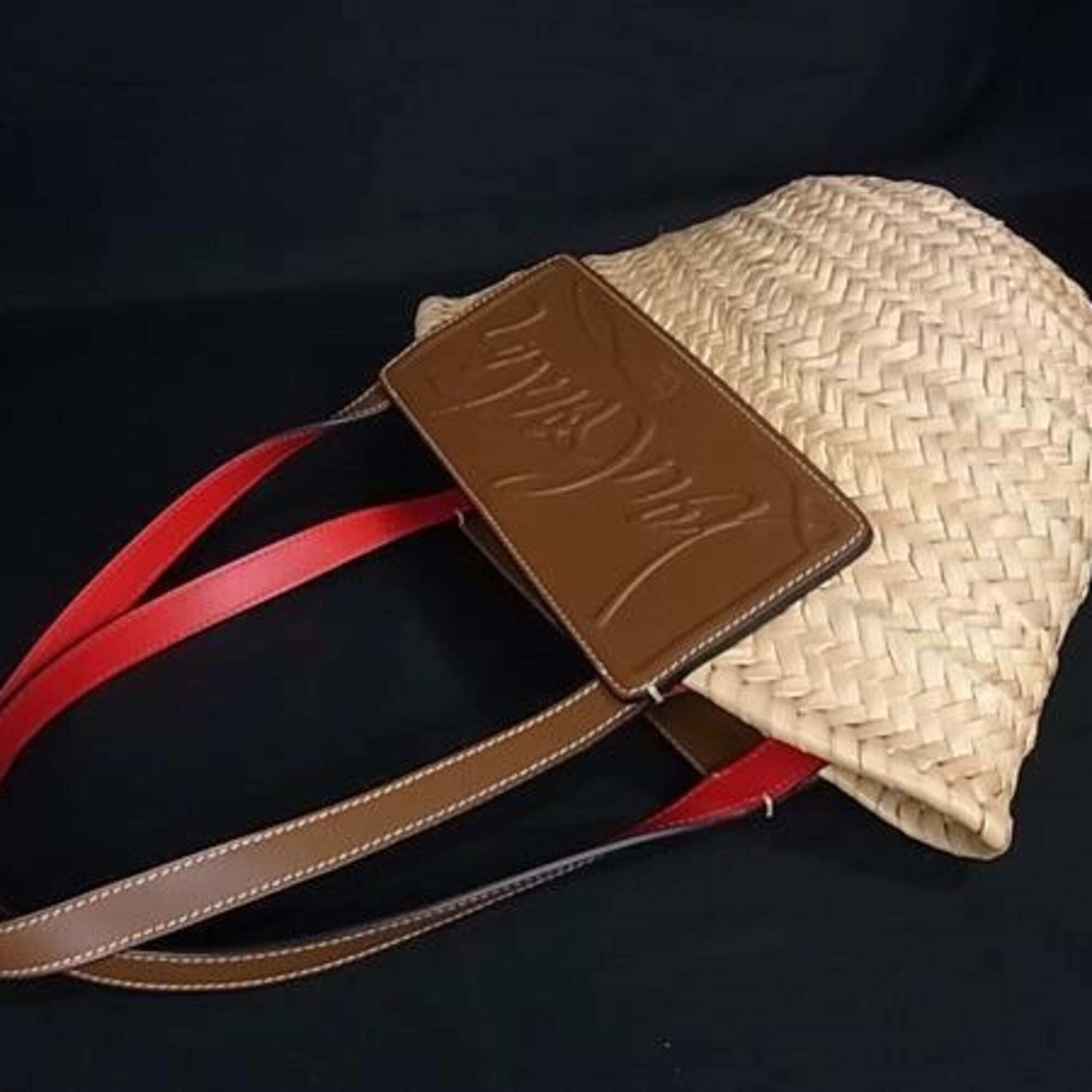 Christian Louboutin Raffia Leather Handbag Tote Bag (Pre-Owned)