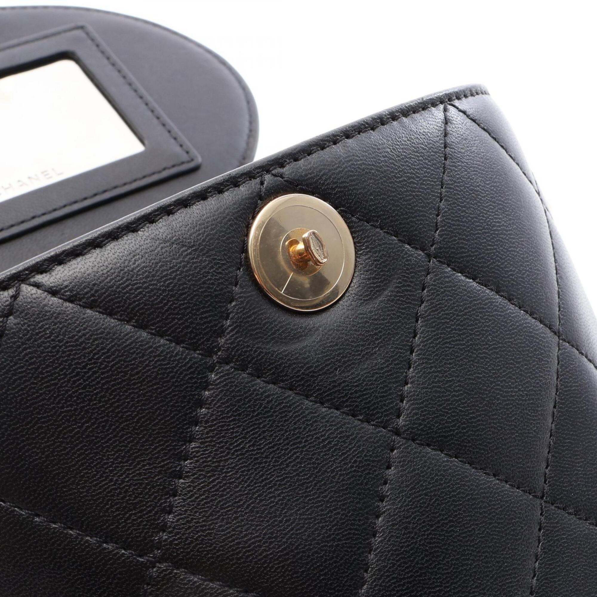 Chanel Black Leather Handbag Shoulder Bag (Pre-Owned)