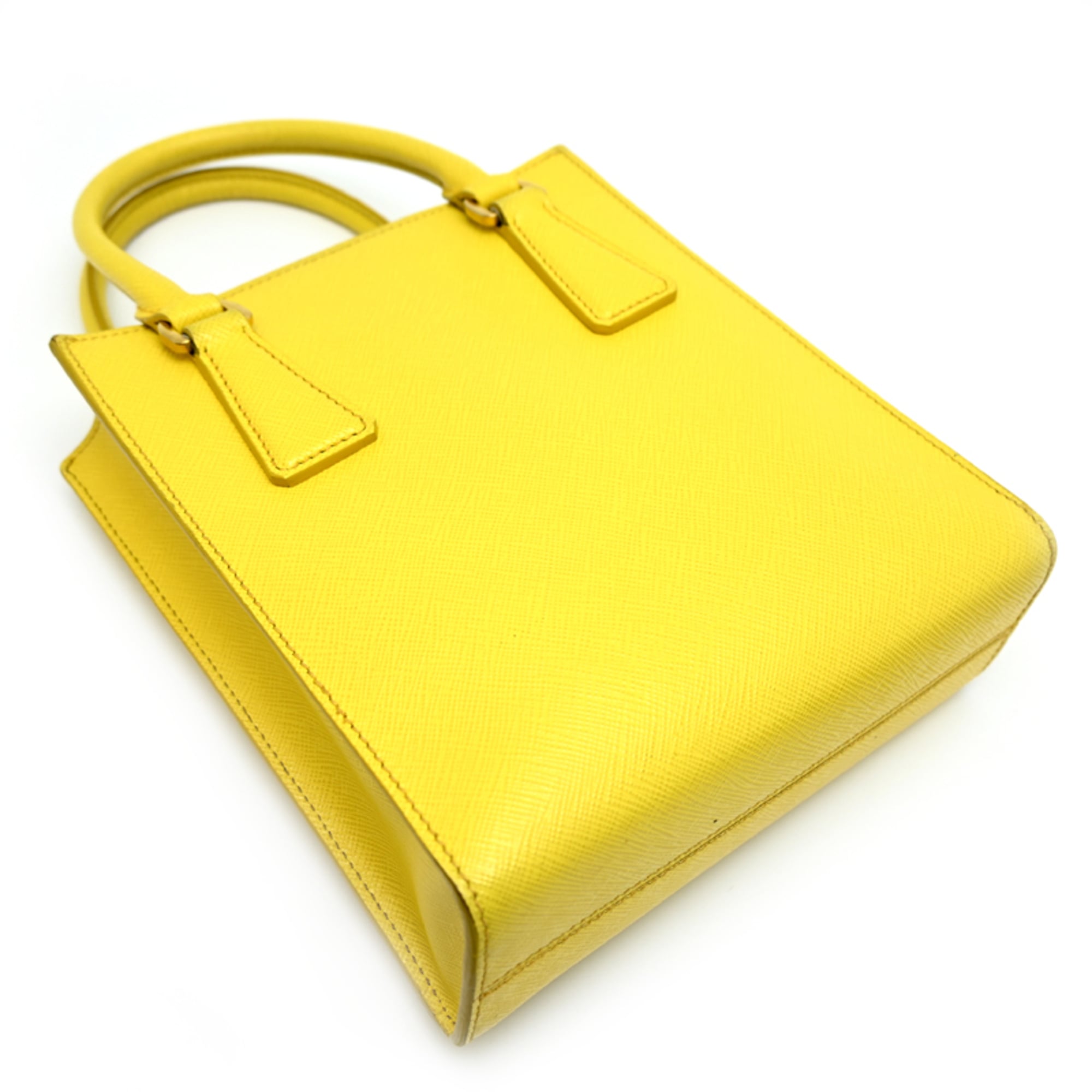 Prada Yellow Leather Handbag Shoulder Bag (Pre-Owned)