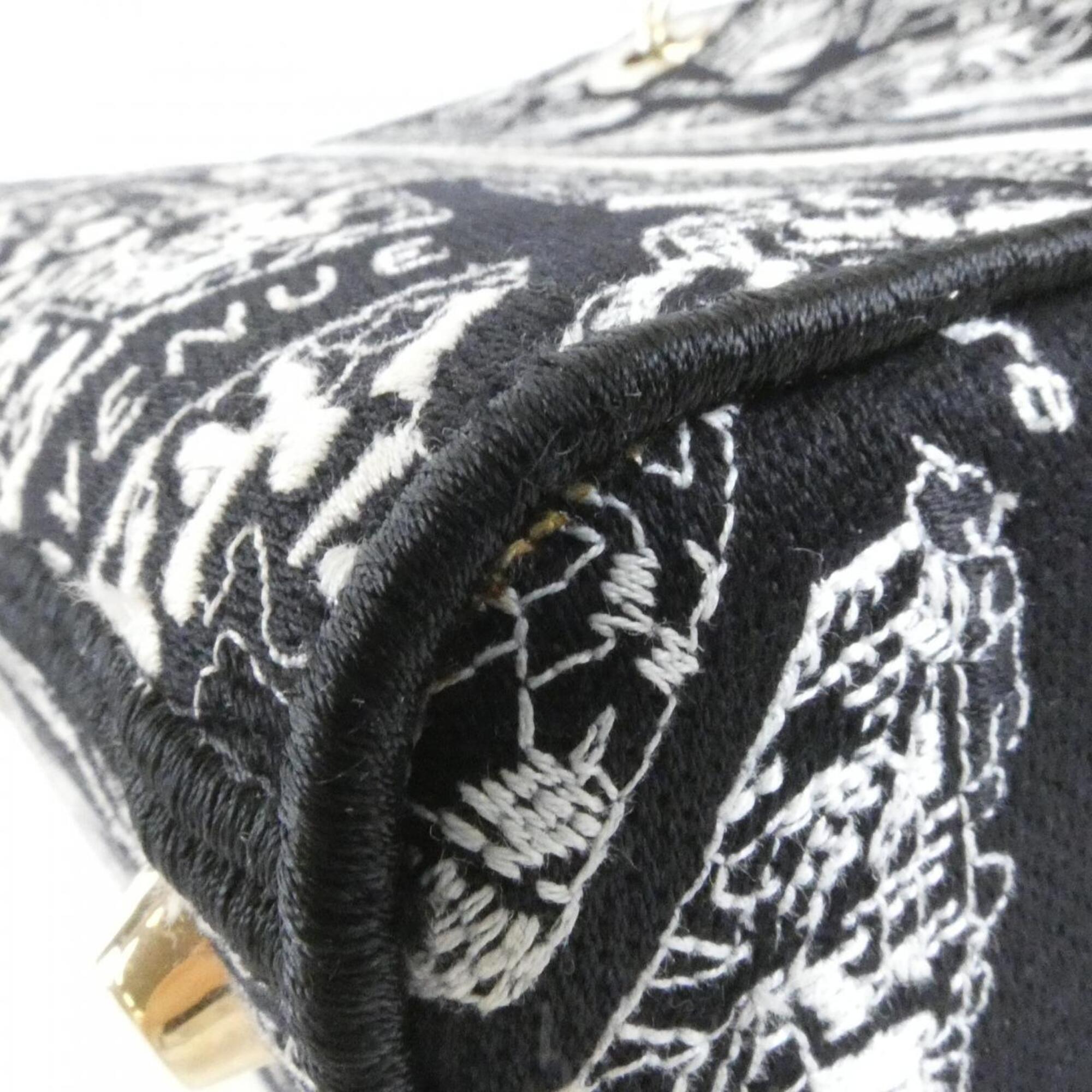Christian Dior Black White Canvas Handbag (Pre-Owned)