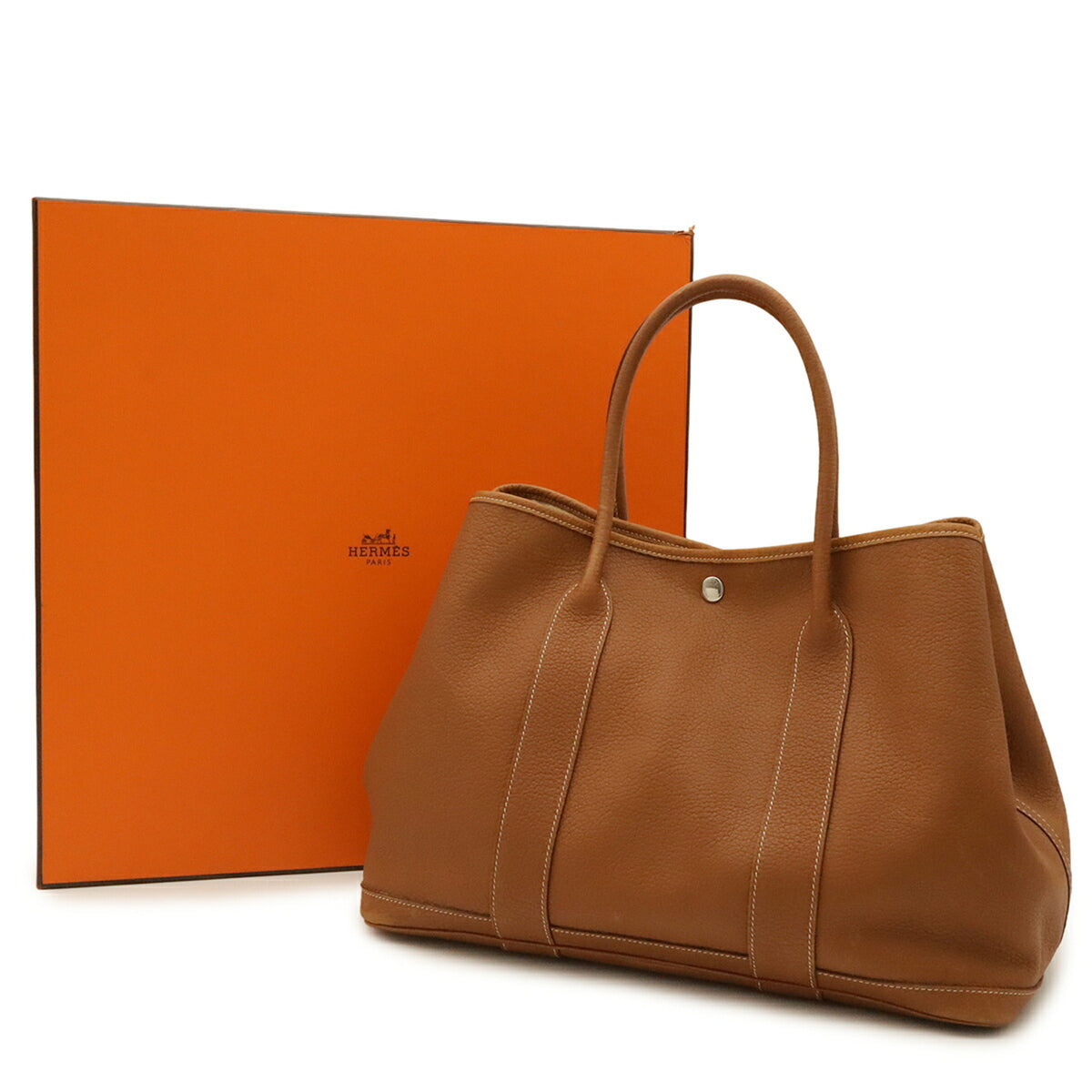Hermes Brown Yellow Negonda Leather Handbag Tote Bag (Pre-Owned)