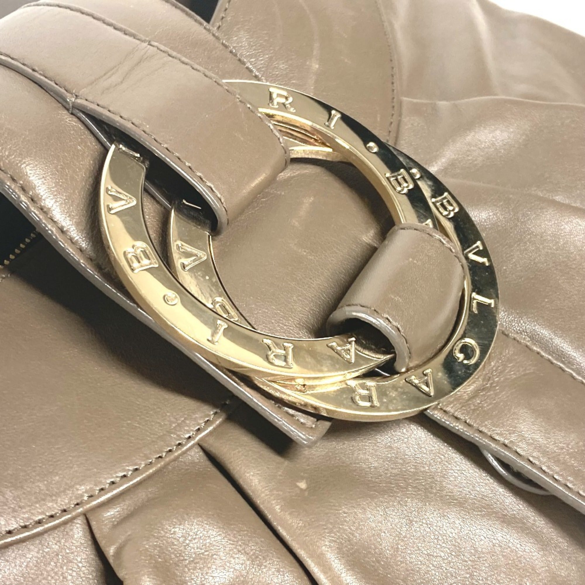 Bvlgari Gray Leather Shoulder Bag (Pre-Owned)