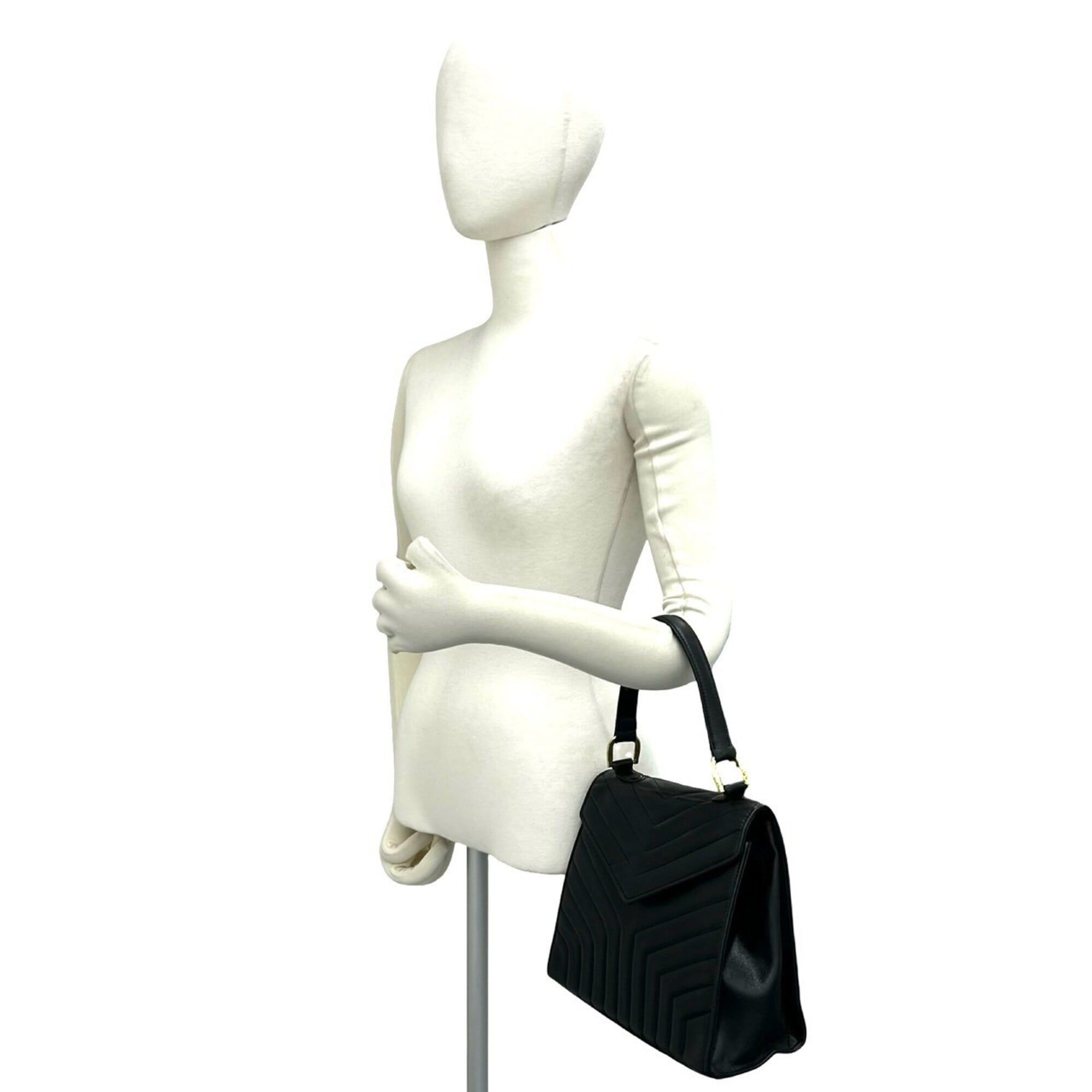 Yves Saint Laurent Black Leather Handbag Tote Bag (Pre-Owned)