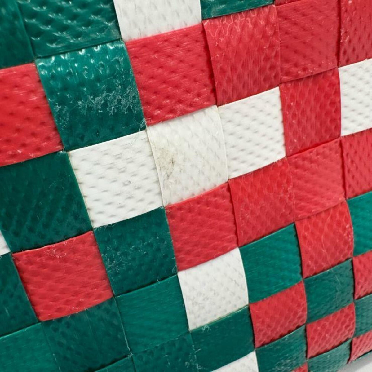 Marni Green Red Color Vinyl Leather Basket Handbag (Pre-Owned)