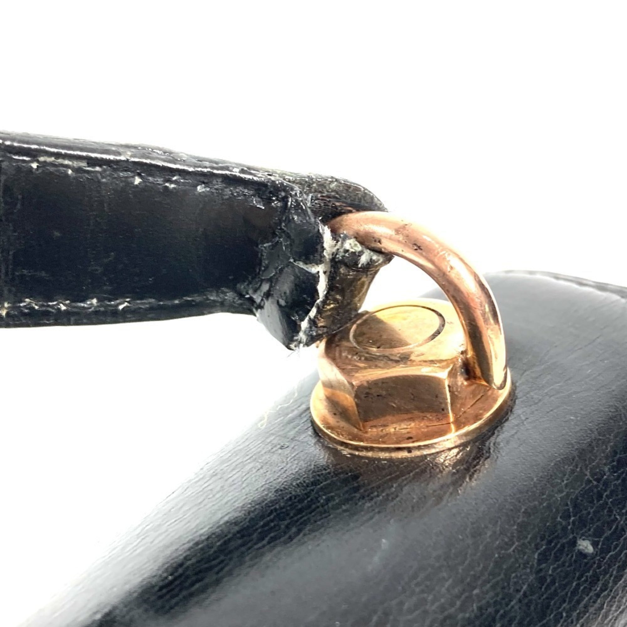 Hermes Black Box Calf Leather Handbag Tote Bag (Pre-Owned)