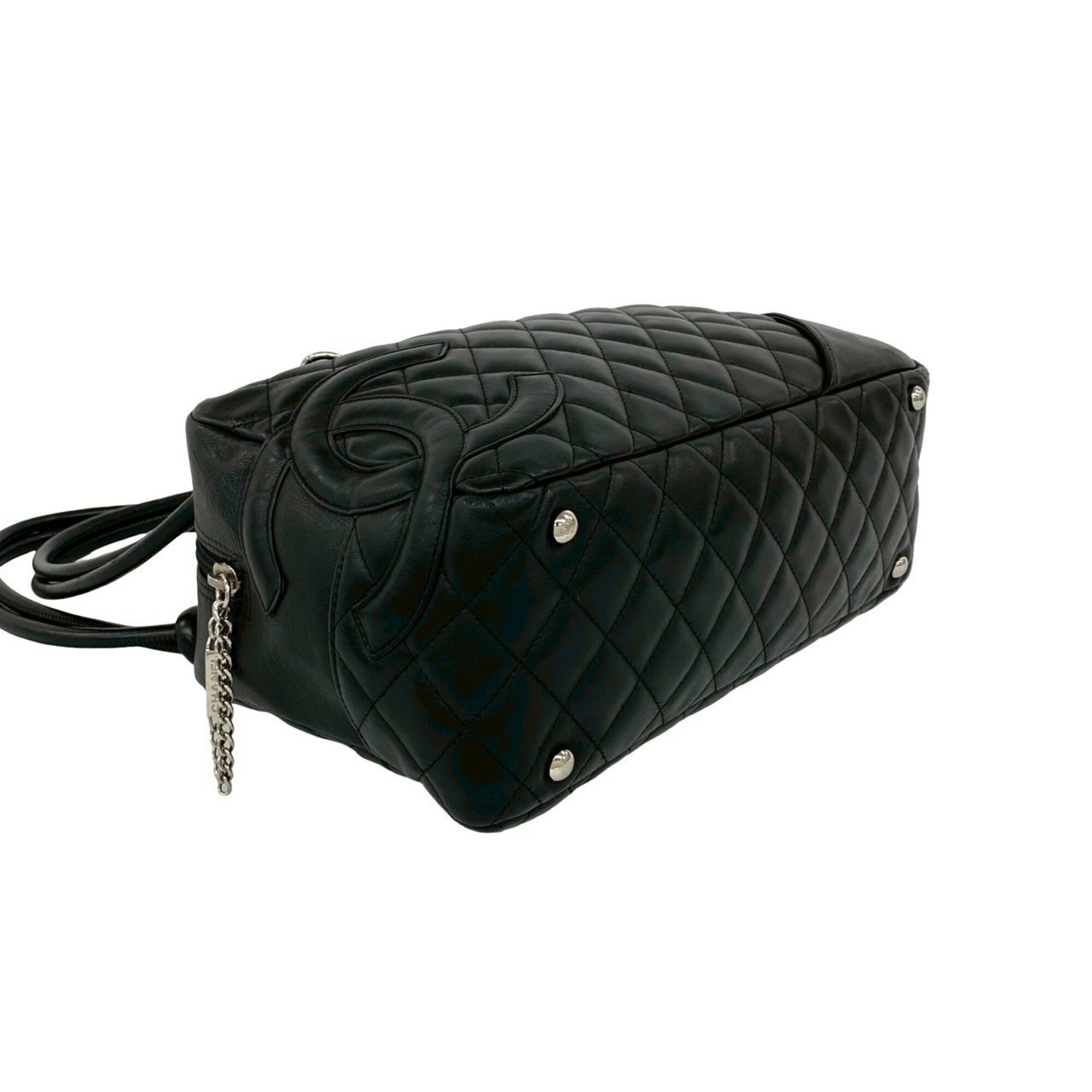 Chanel Black Leather Handbag Shoulder Bag (Pre-Owned)