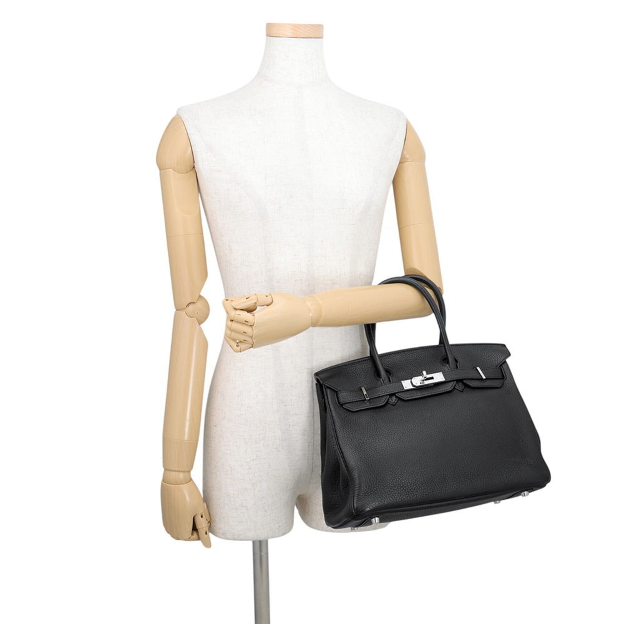 Hermes Birkin Black Taurillon Clemence Leather Handbag (Pre-Owned)