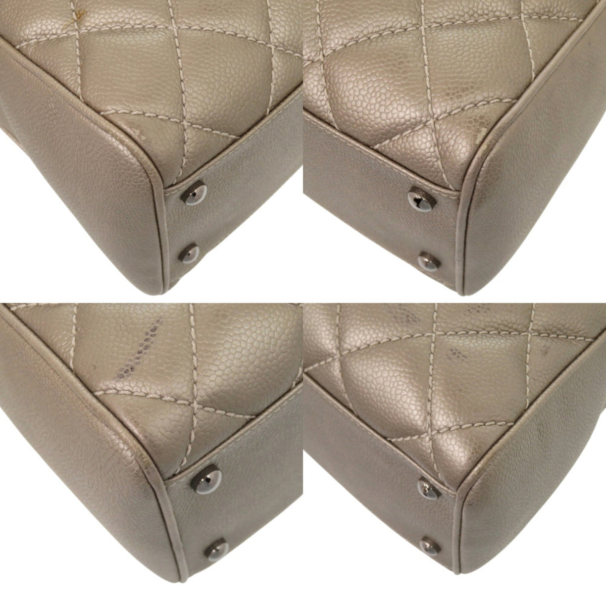 Chanel Champagne Grained Calfskin Handbag (Pre-Owned)