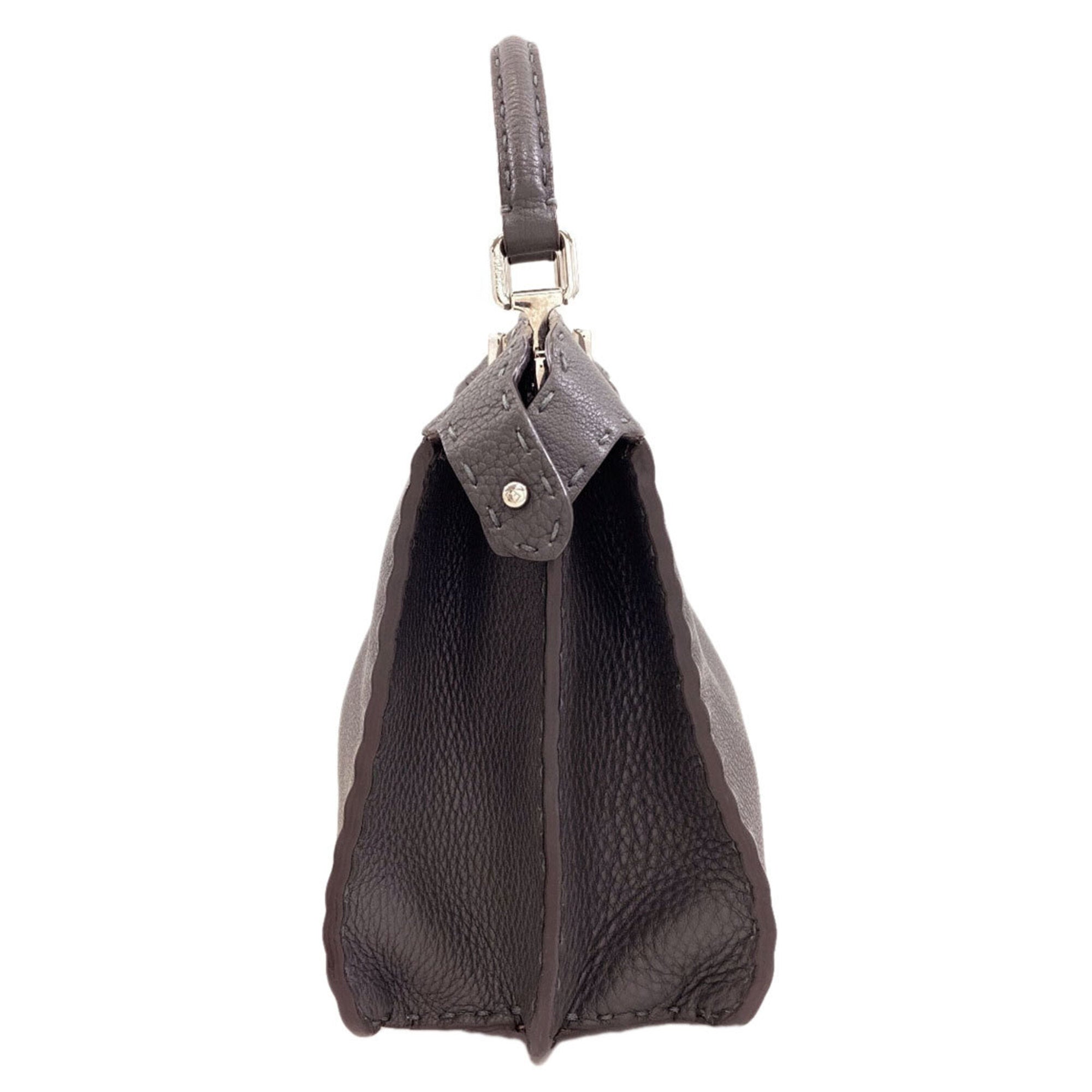 Fendi Selleria Gray Leather Handbag (Pre-Owned)