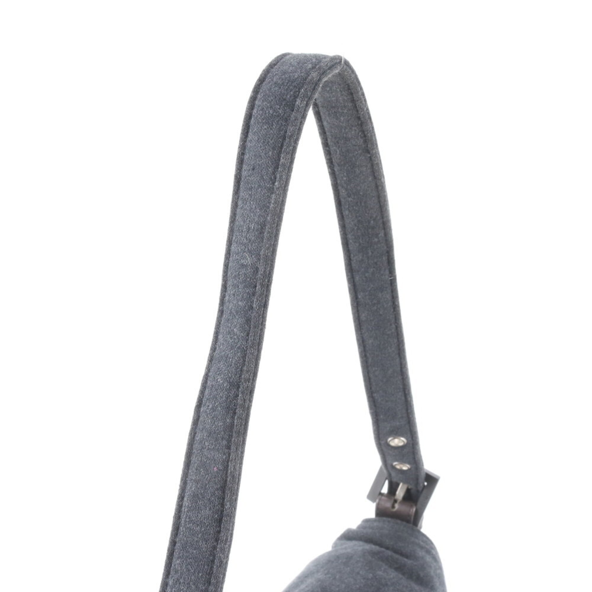 Fendi Charcoal Gray Leather Canvas Handbag Shoulder Bag (Pre-Owned)