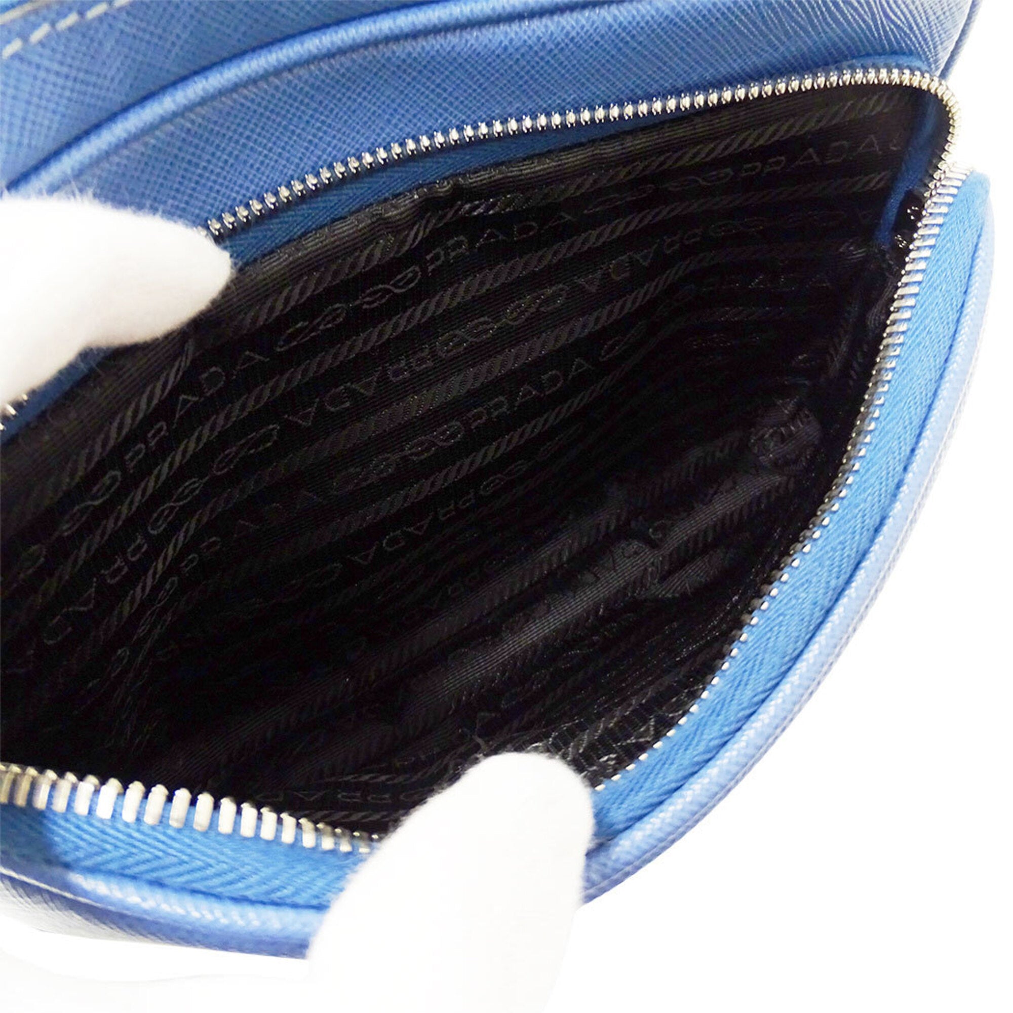Prada Light Blue Saffiano Handbag Pouch Shoulder Bag (Pre-Owned)