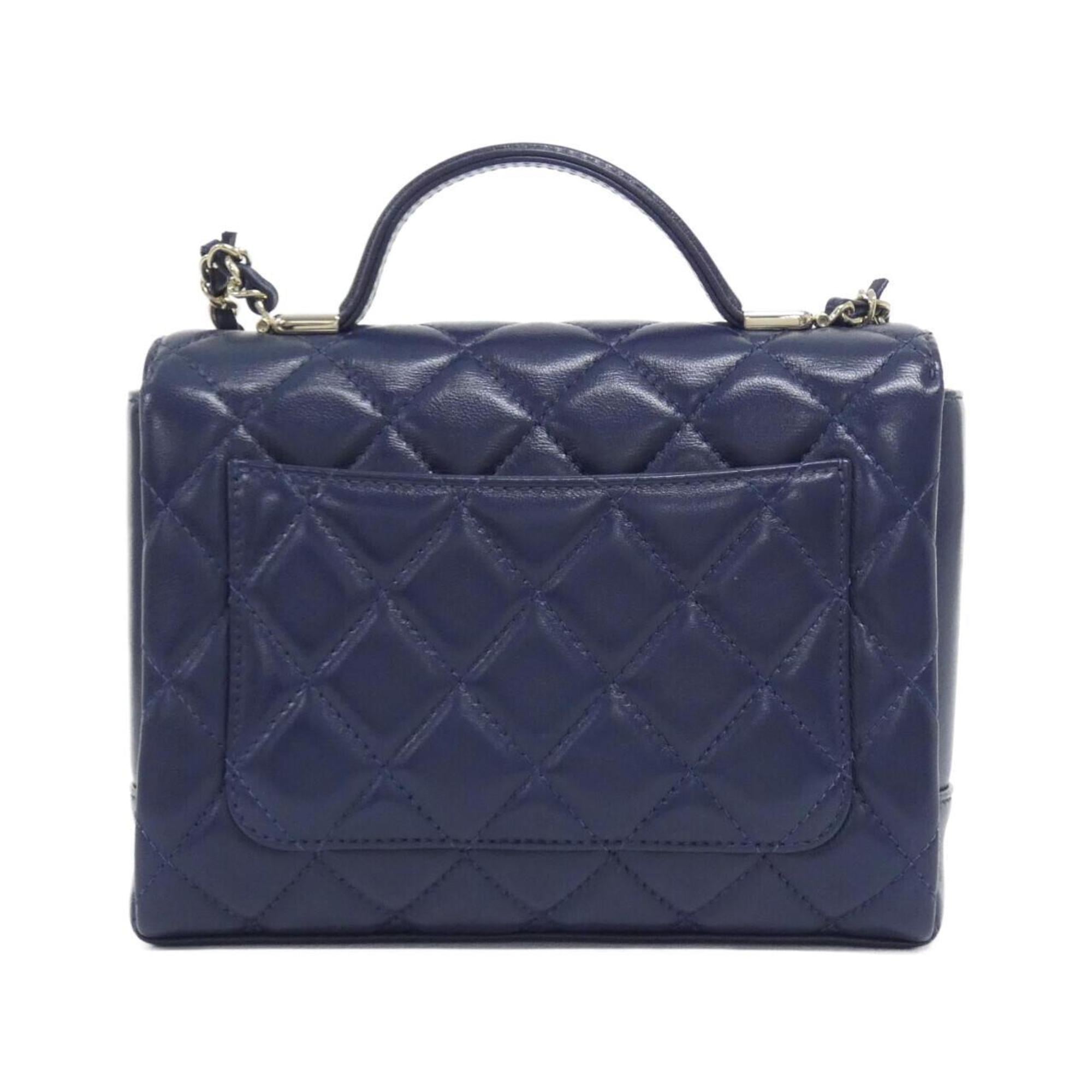 Chanel Navy Leather Handbag (Pre-Owned)