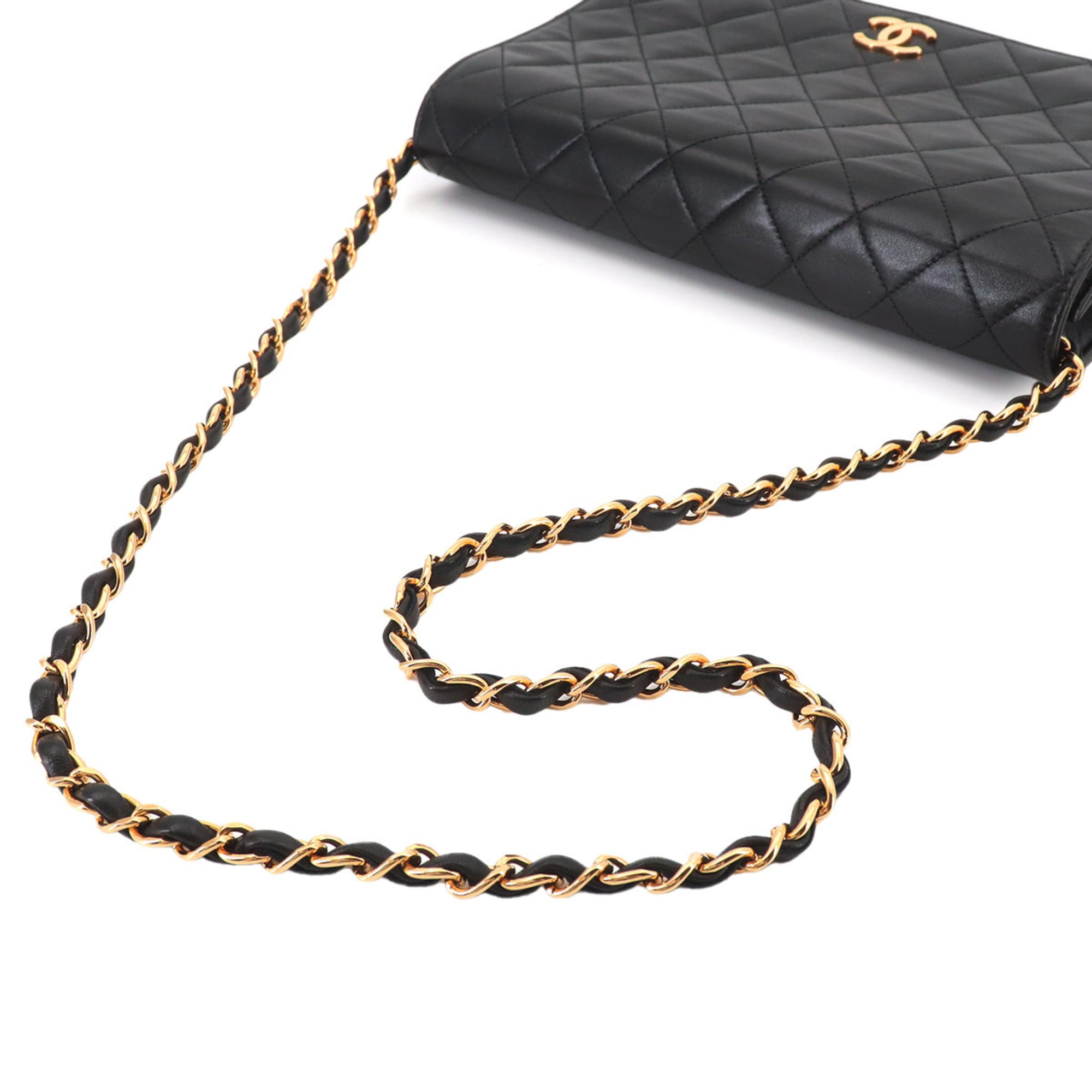 Chanel Black Leather Handbag Shoulder Bag (Pre-Owned)