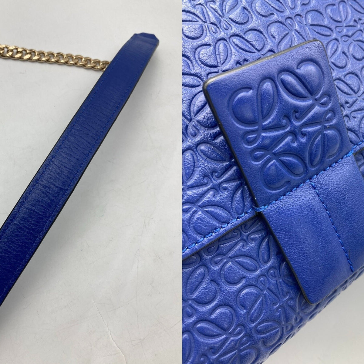 Loewe Avenue Blue Leather Shoulder Bag (Pre-Owned)
